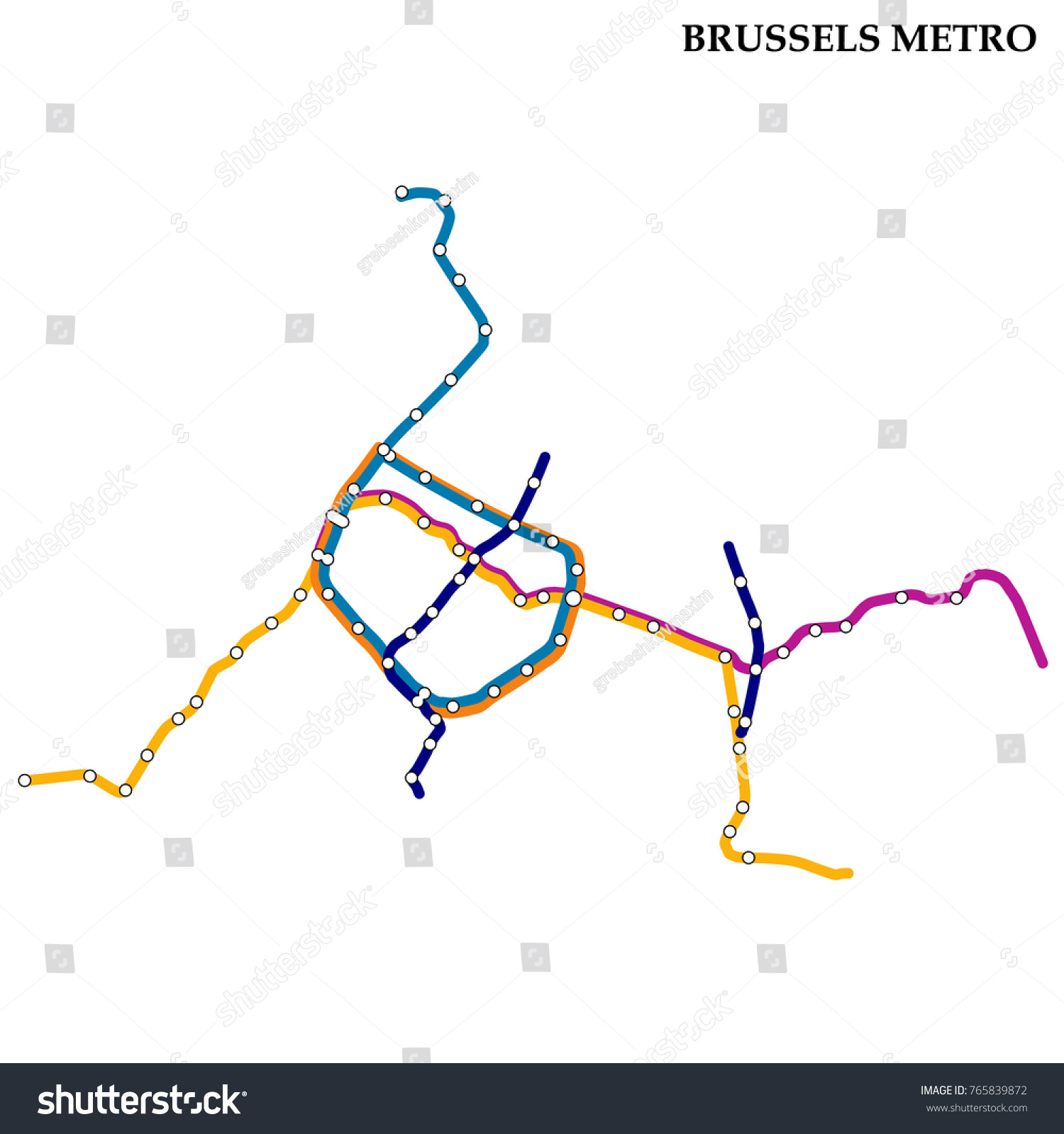 Map Of Brussels Metro, Subway, Template Of City - Royalty Free Stock 