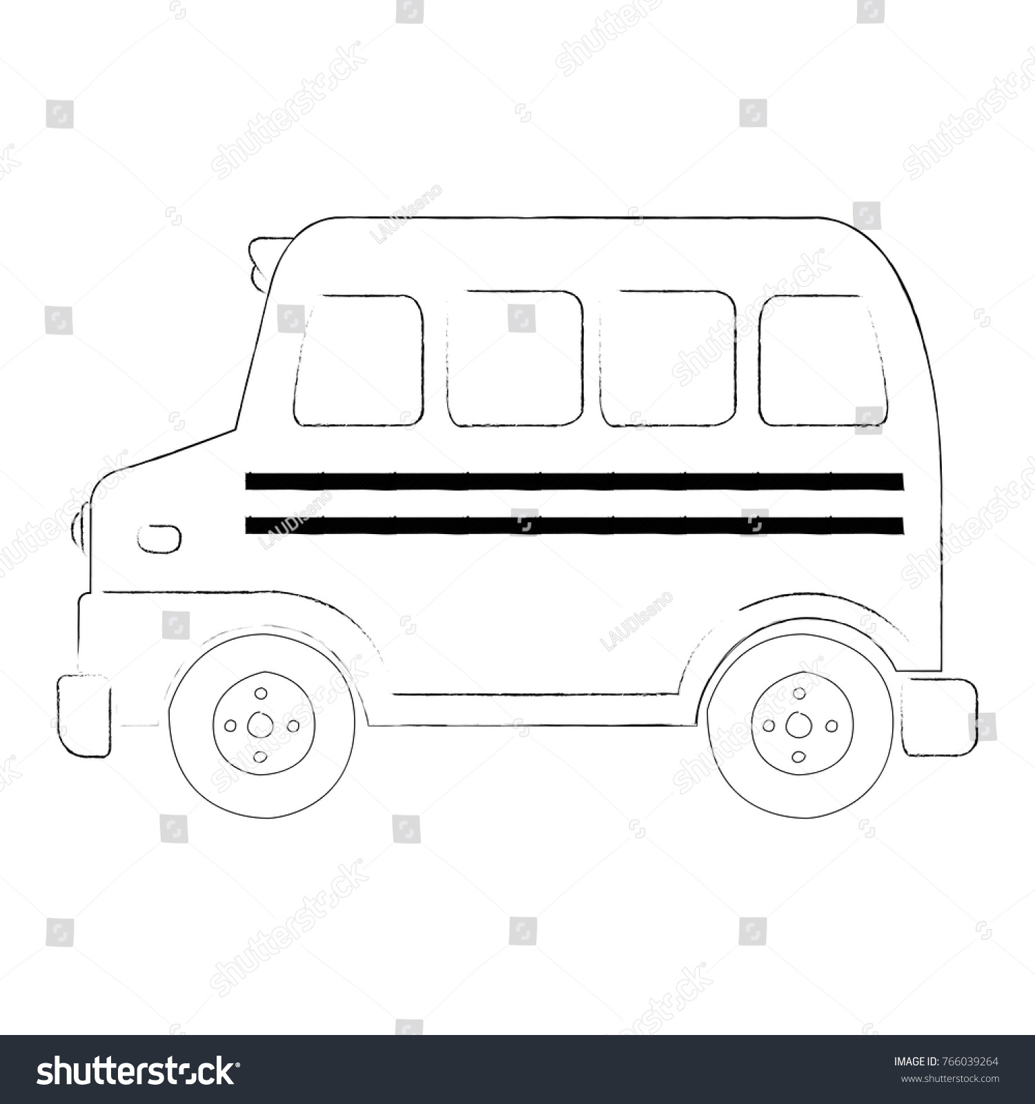 Isolated sketch of a school bus, Vector - Royalty Free Stock Vector ...