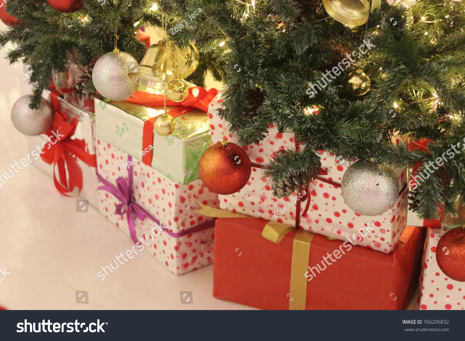 Christmas presents under tree #766206832