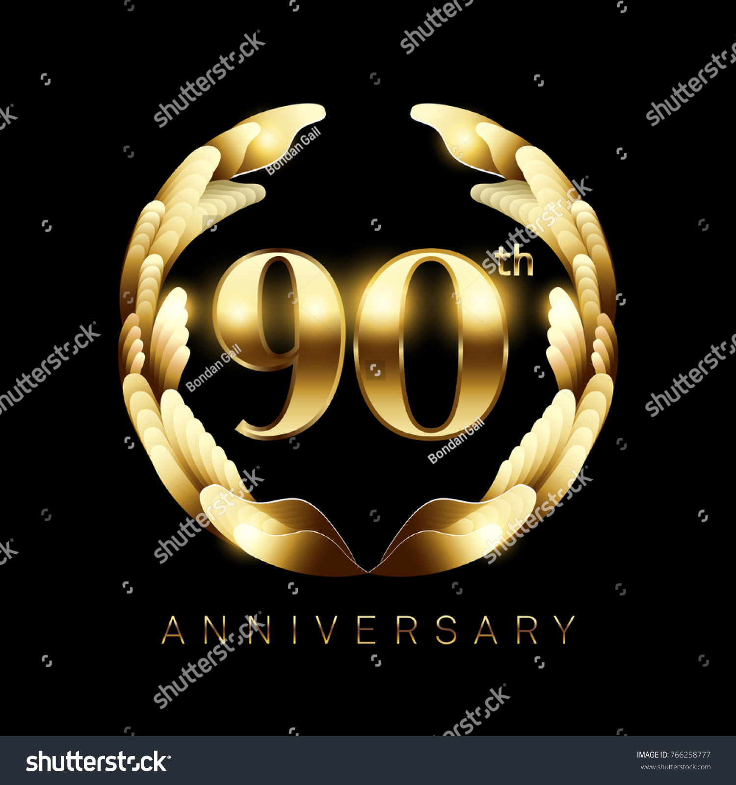 90th Golden Anniversary Logo Celebration Royalty Free Stock Vector