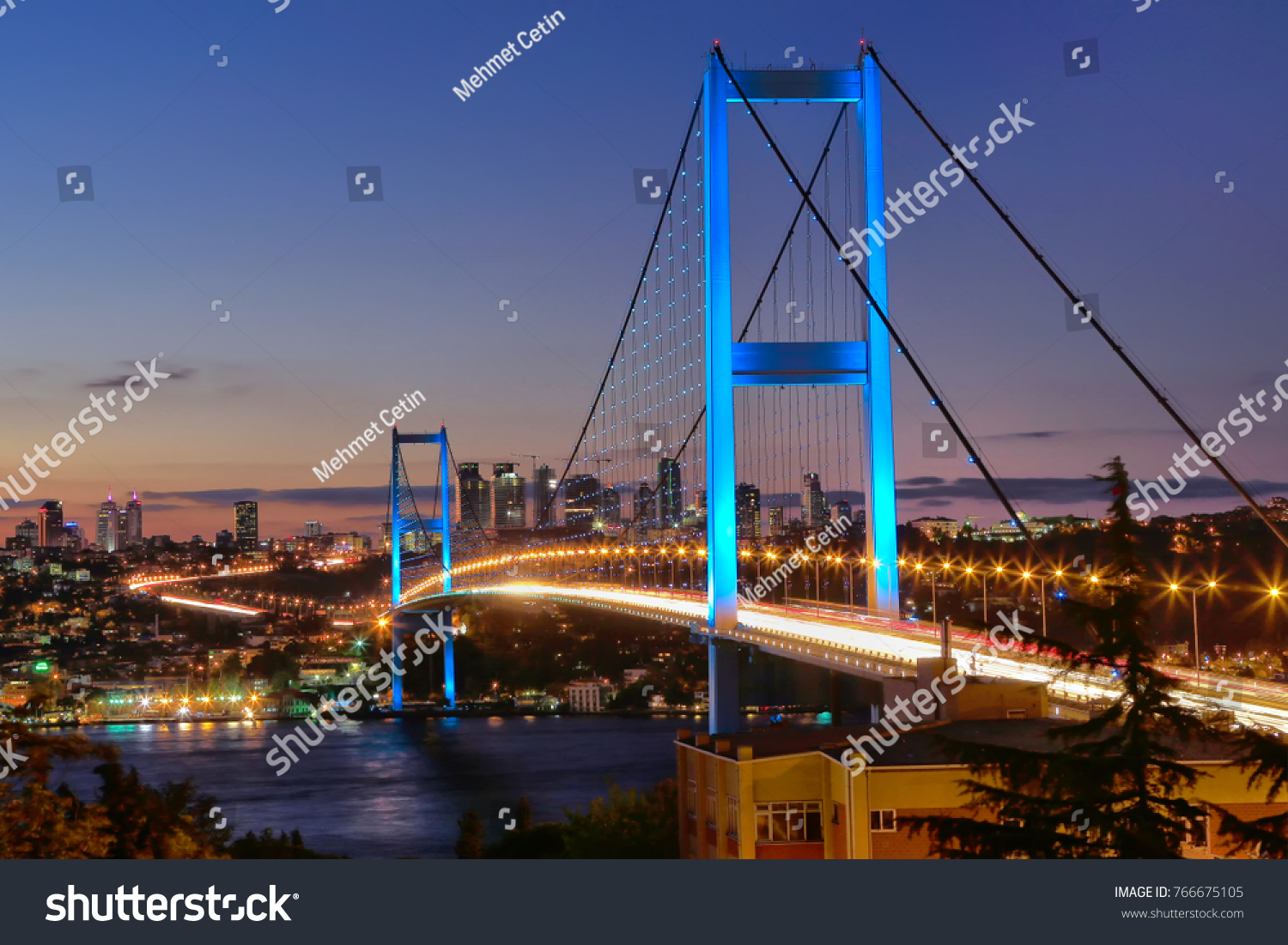 Bosphorus Bridge long exposure. Bosporus bridge between Asia and Europe. Istanbul, Turkey.
 #766675105