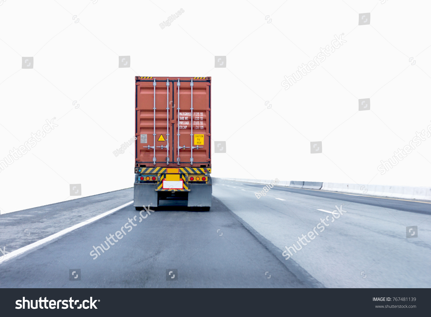 Truck on road container, transportation concept.,import,export logistic industrial Transporting Land transport on the expressway.on white background #767481139