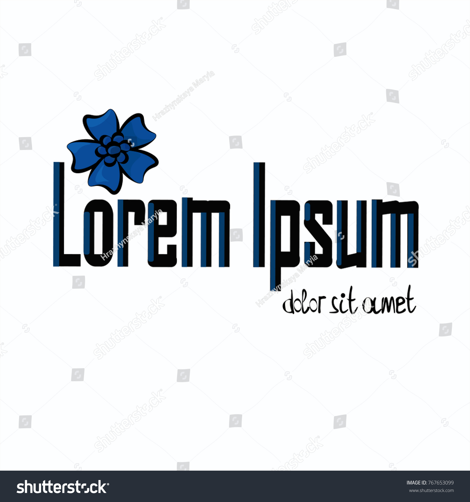logo with blue flower cornflower and signature #767653099