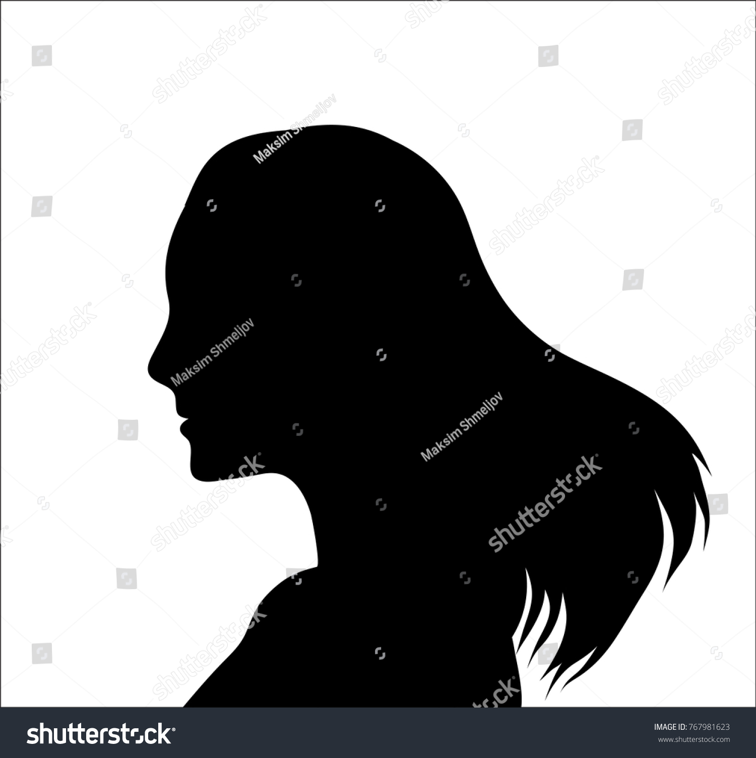 Vector trace of female face with beautiful - Royalty Free Stock Vector ...