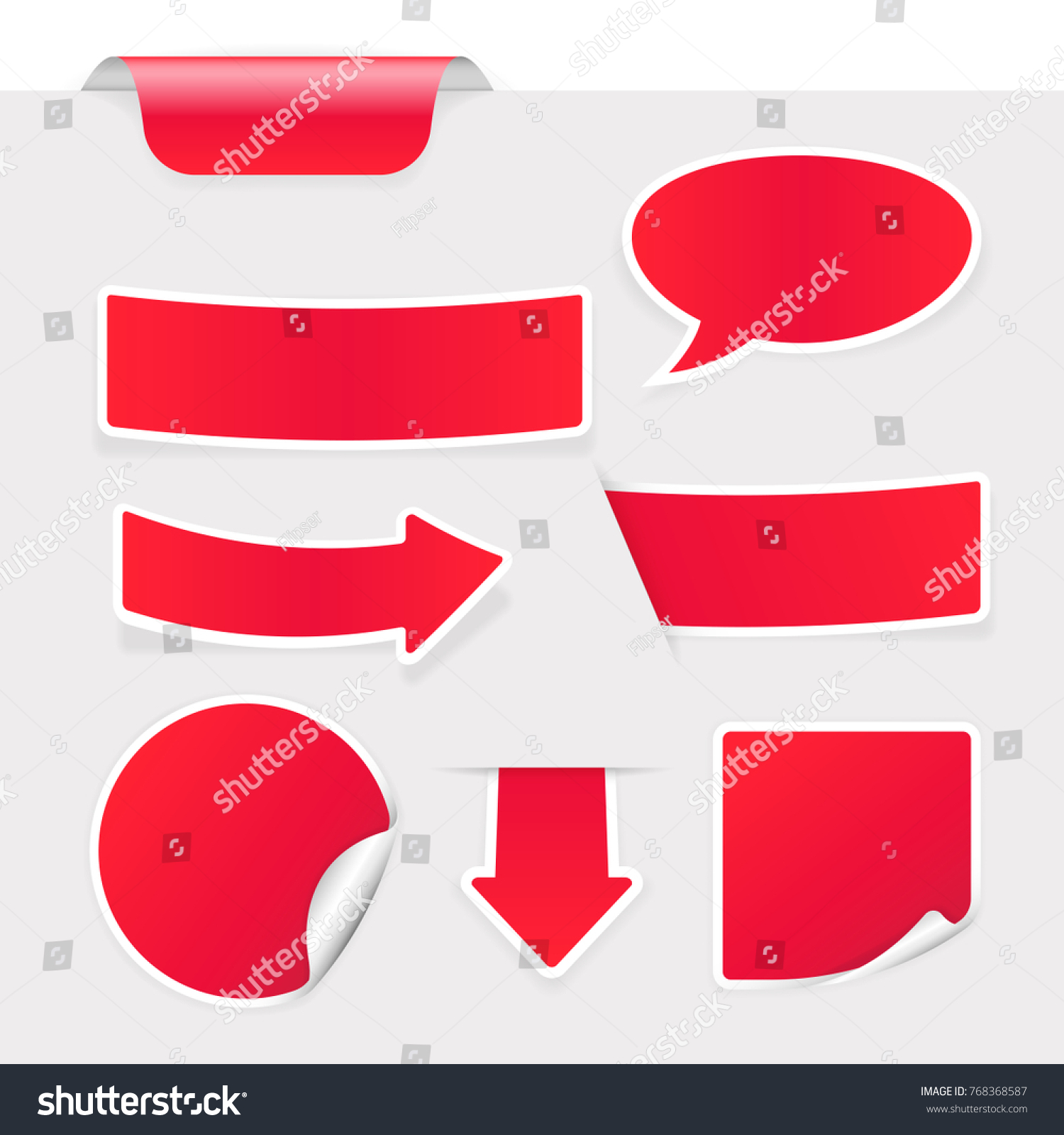 Red stickers on gray background. 3d illustration. Raster version #768368587