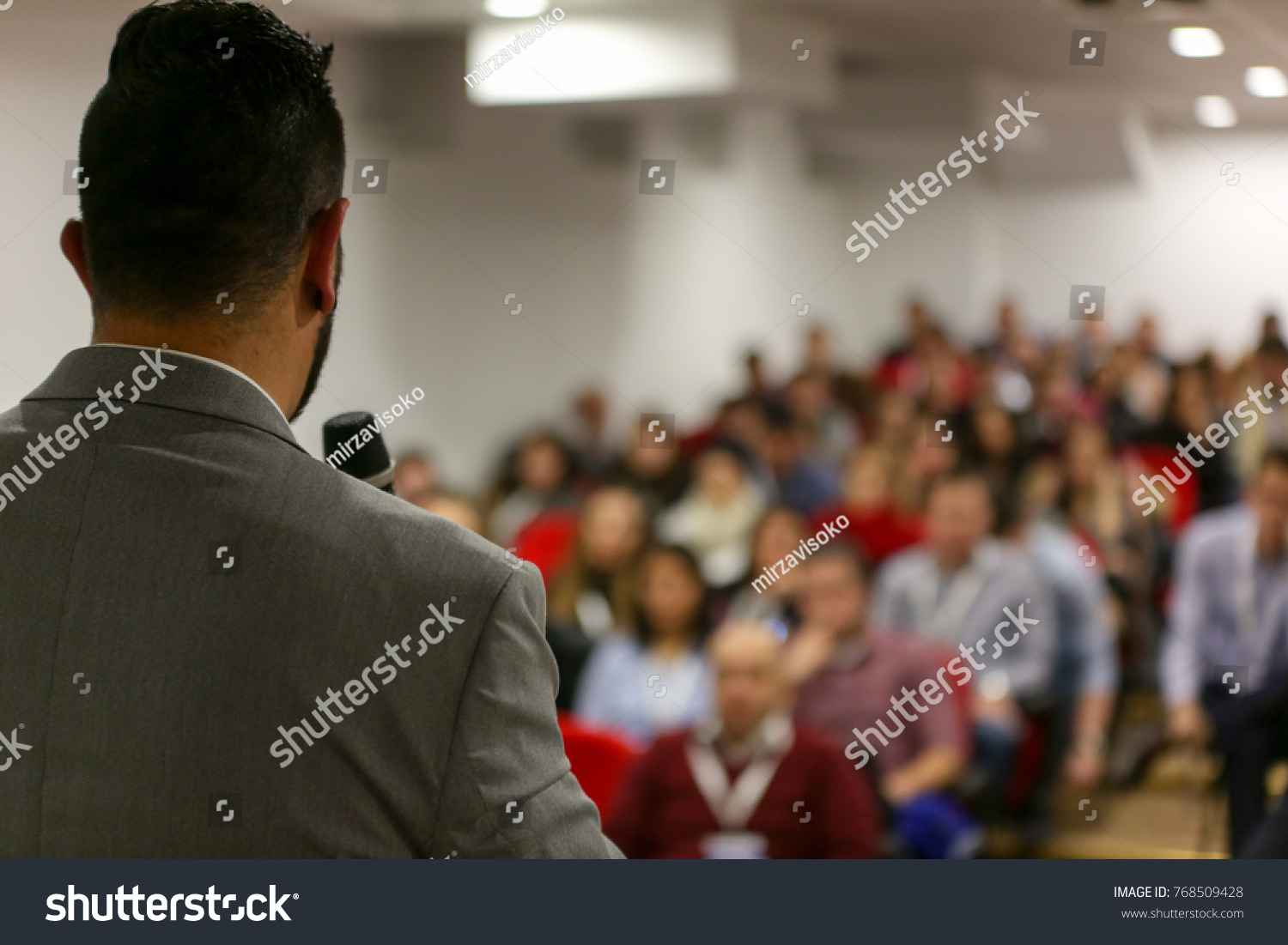 Businessman in the auditorium, Conference Hall, successful startup business, seminar and education young business people. #768509428