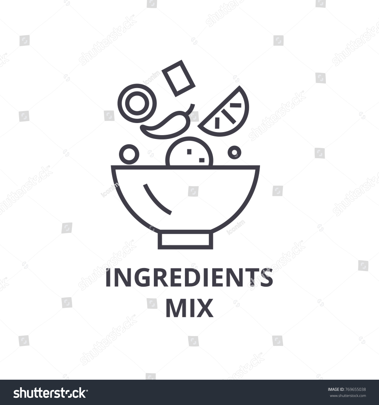 ingredients mix line icon, outline sign, linear symbol, vector, flat illustration #769655038