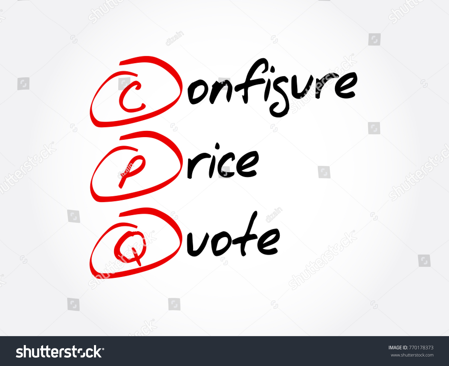 CPQ – Configure, Price, Quote Acronym, Business - Royalty Free Stock ...