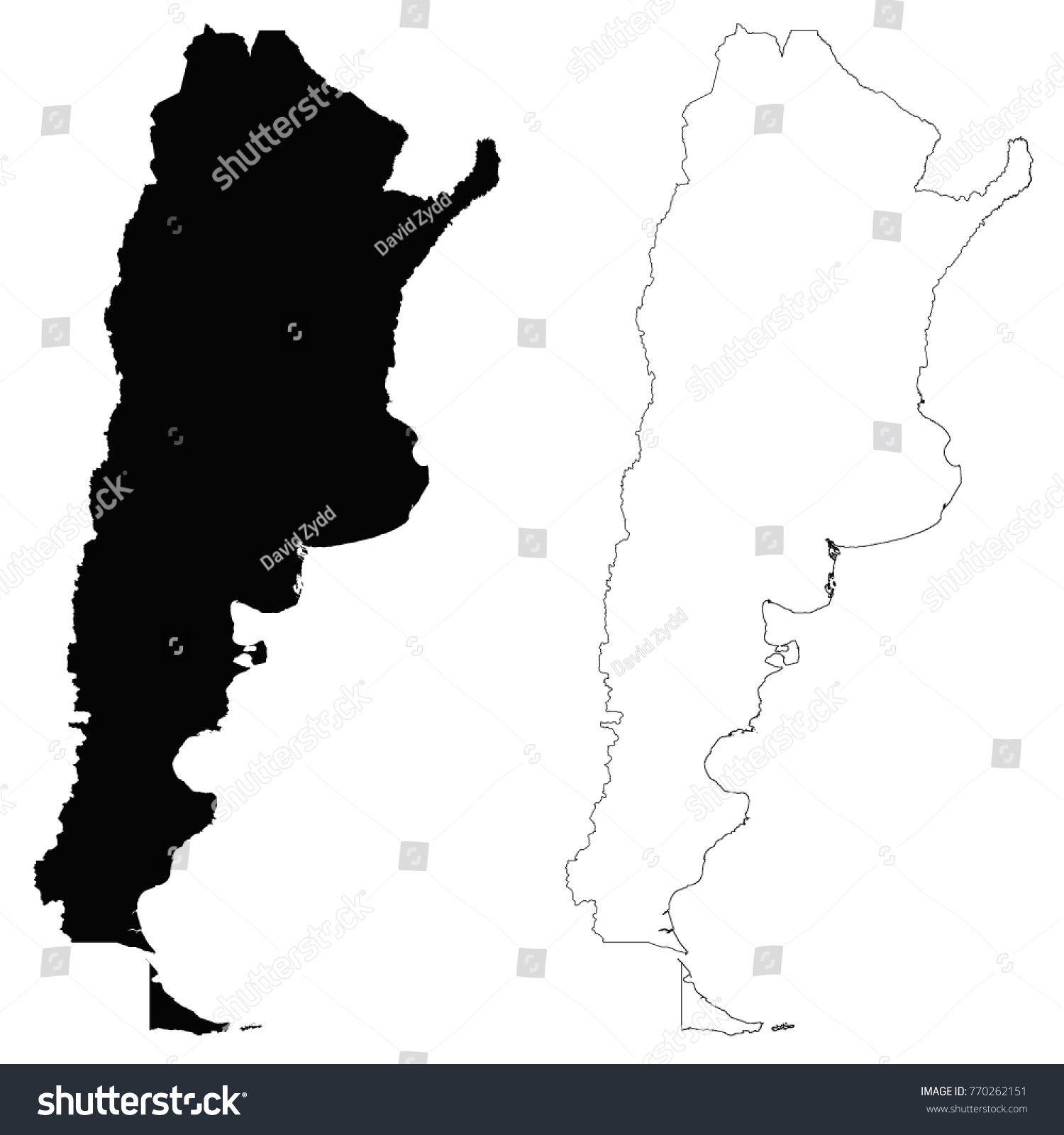 Argentina outline map - detailed isolated vector - Royalty Free Stock ...