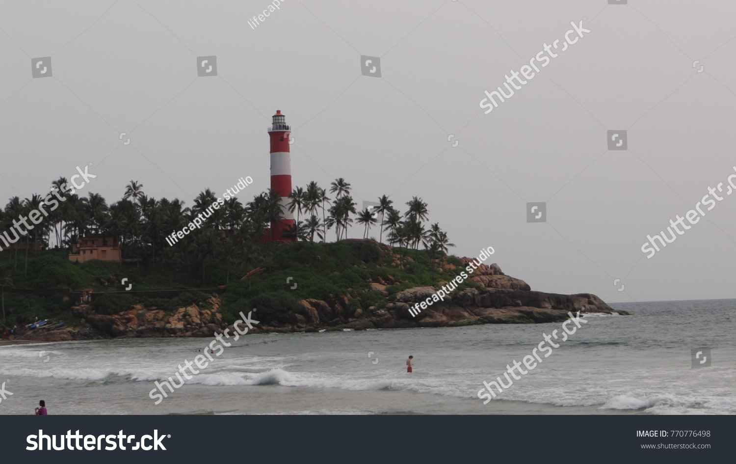 lighthouse at the Kovalam beach, Kerala, India #770776498