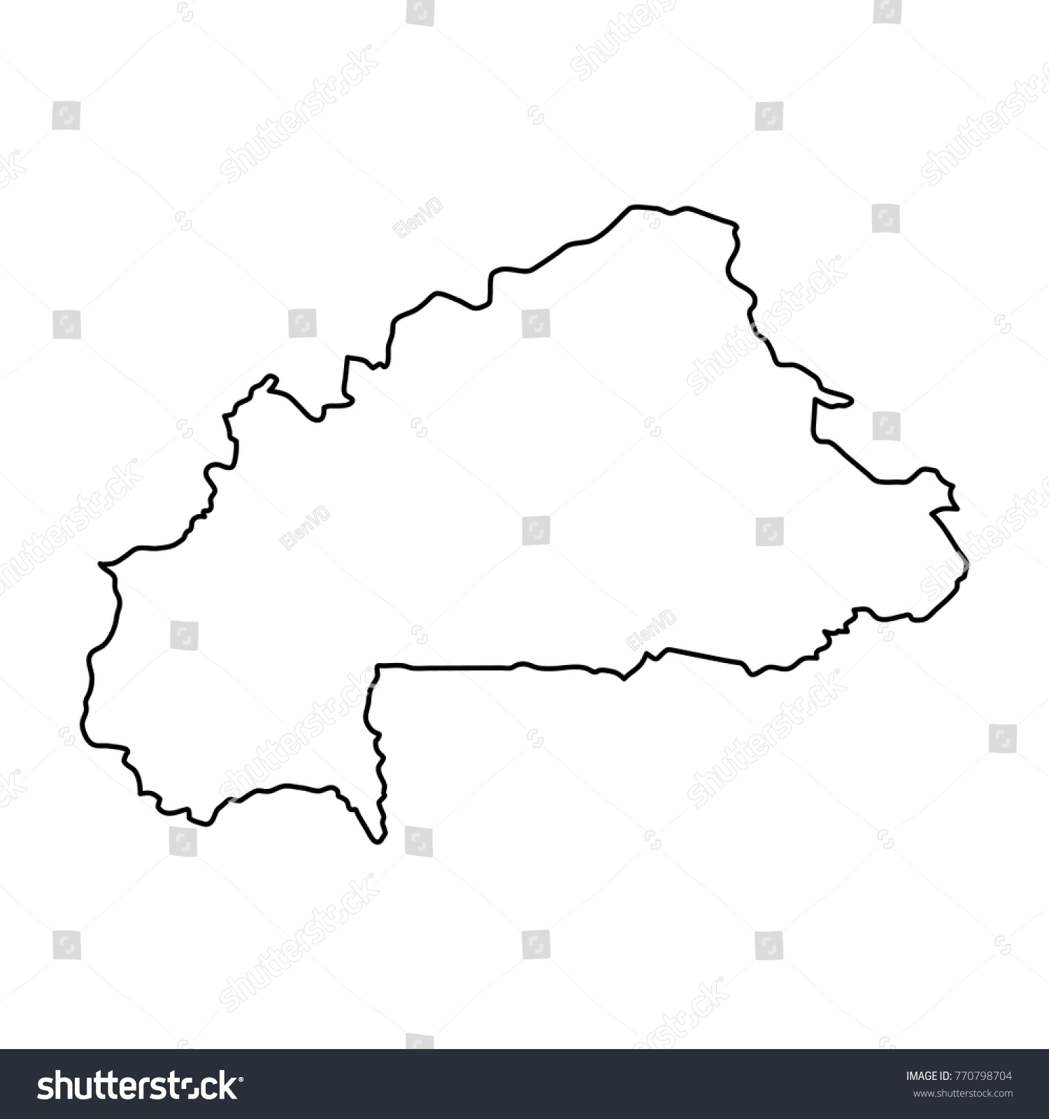 Burkina Faso Map Of Black Contour Curves On Royalty Free Stock Vector 770798704 