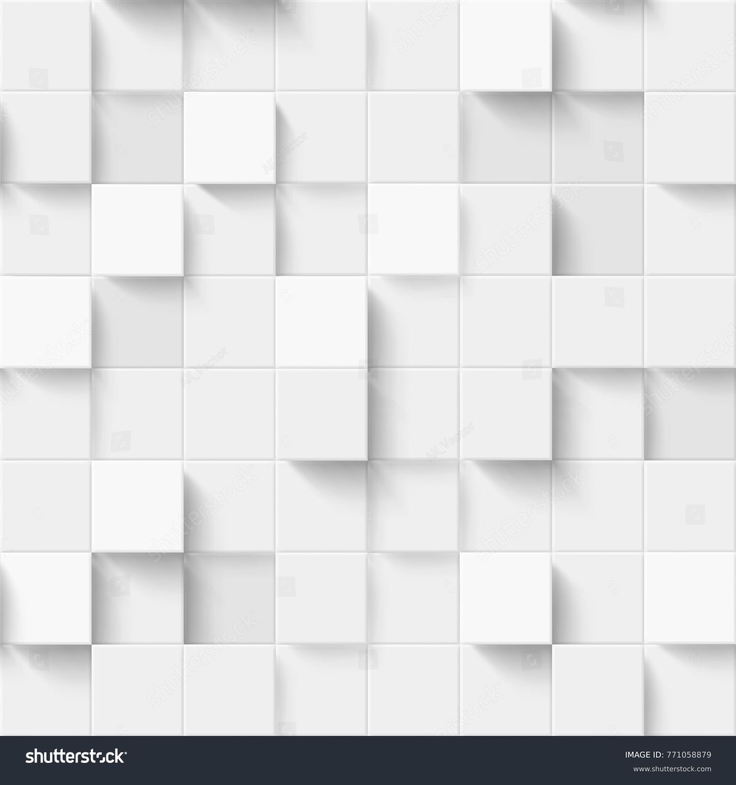 Seamless pattern with three-dimensional cubes. Abstract mosaic of  white colors squares  #771058879
