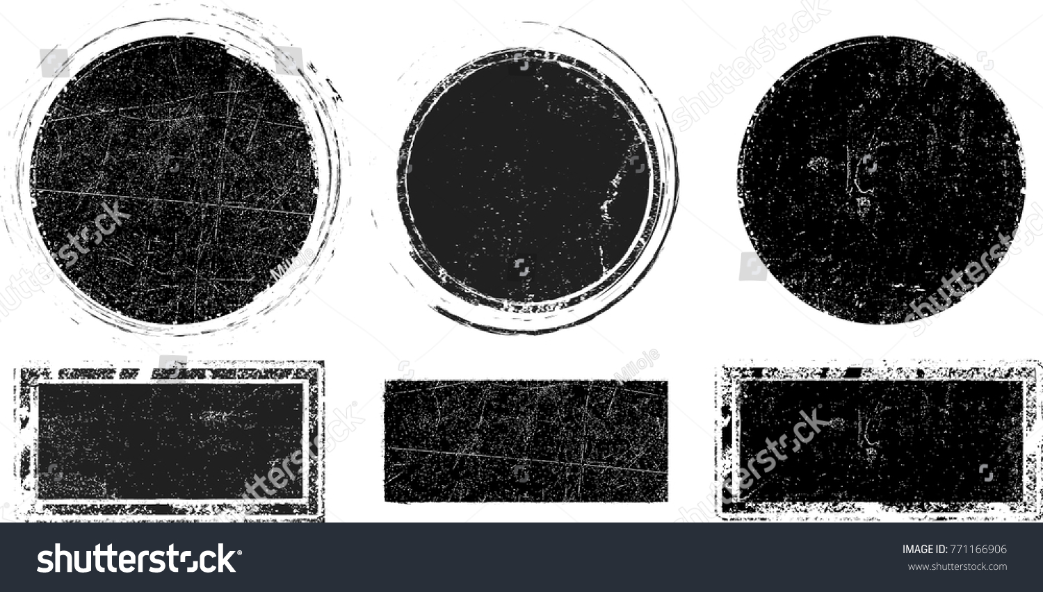 Grunge post Stamps Collection, Circles. Banners, Insignias , Logos, Icons, Labels and Badges Set . vector distress textures.blank shapes. #771166906