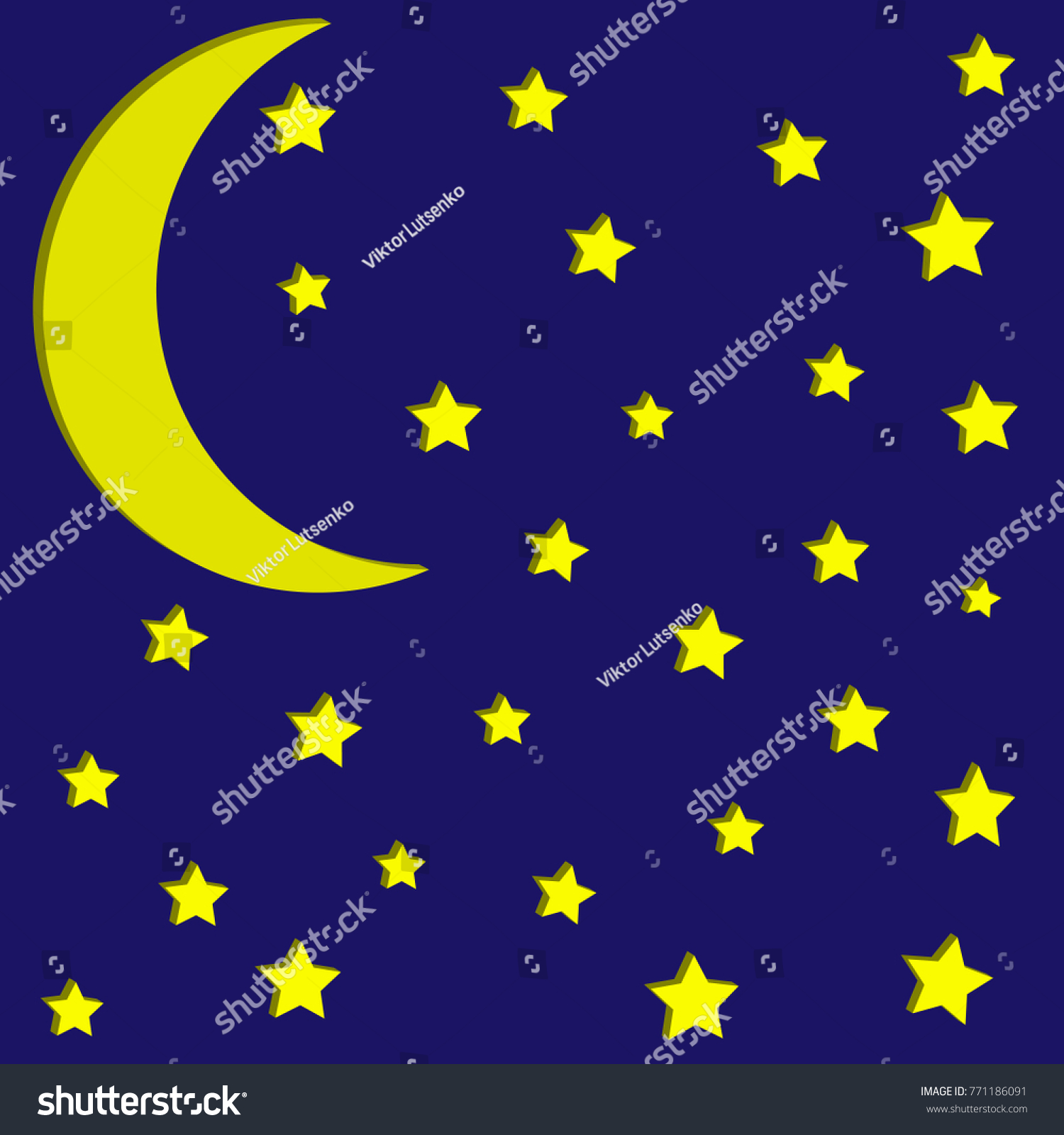 moon and stars in the sky - Royalty Free Stock Vector 771186091 ...