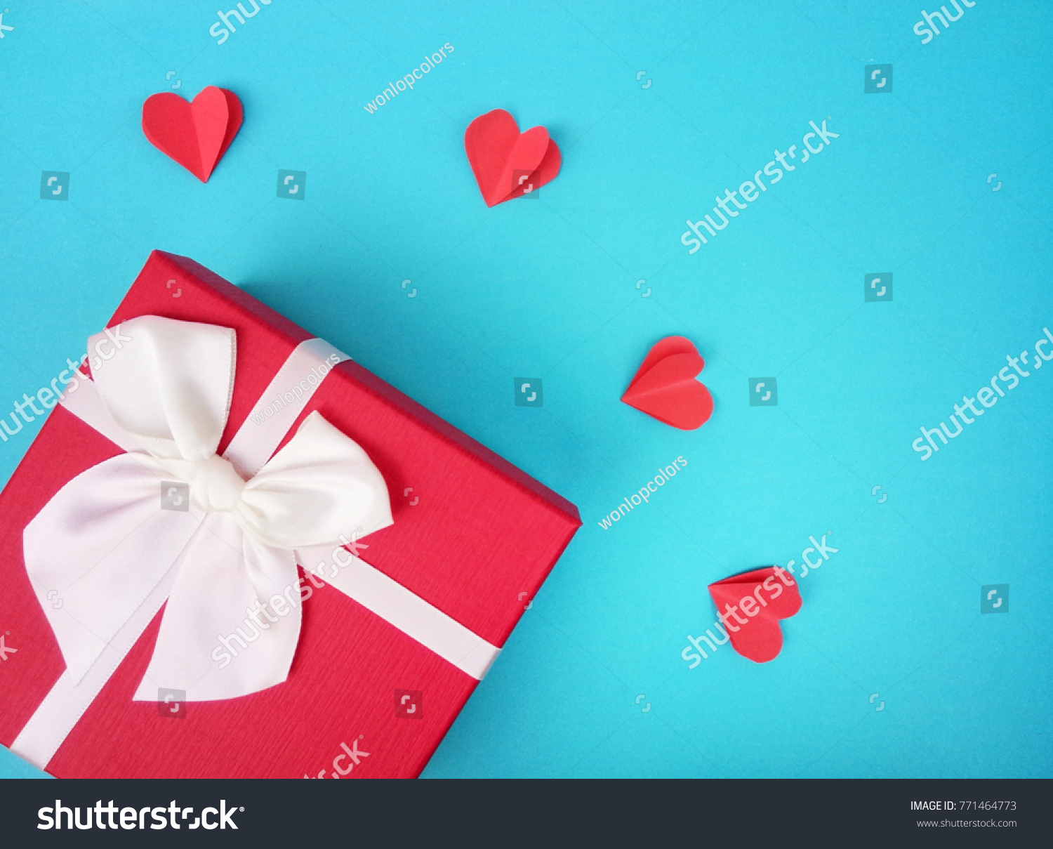 Valentines day concept with hearts and gift box. #771464773
