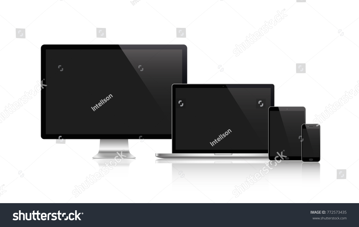 Realistic Set Of Monitor, Laptop, Tablet, - Royalty Free Stock Vector ...