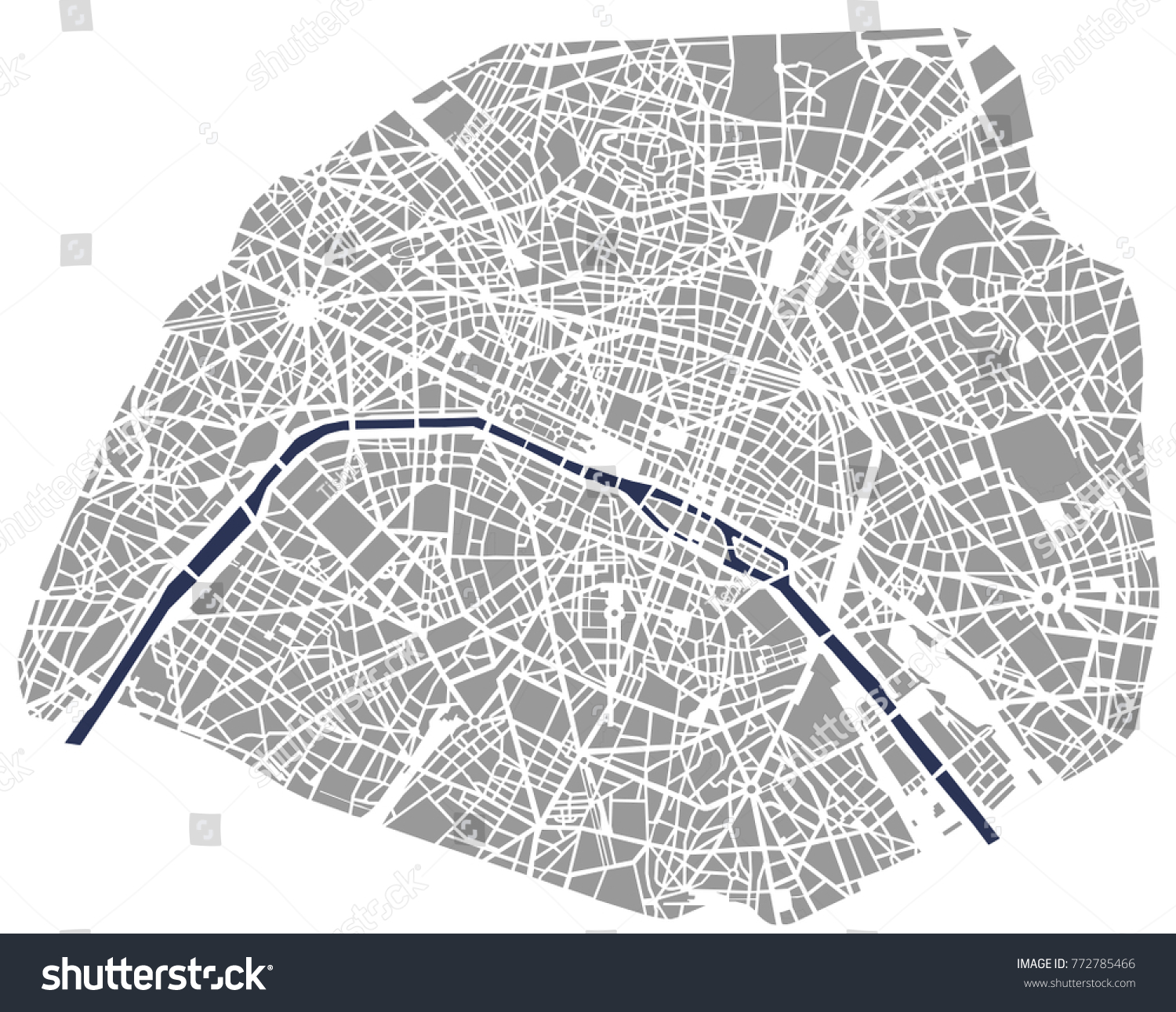 illustration map of the city of Paris, France - Royalty Free Stock ...