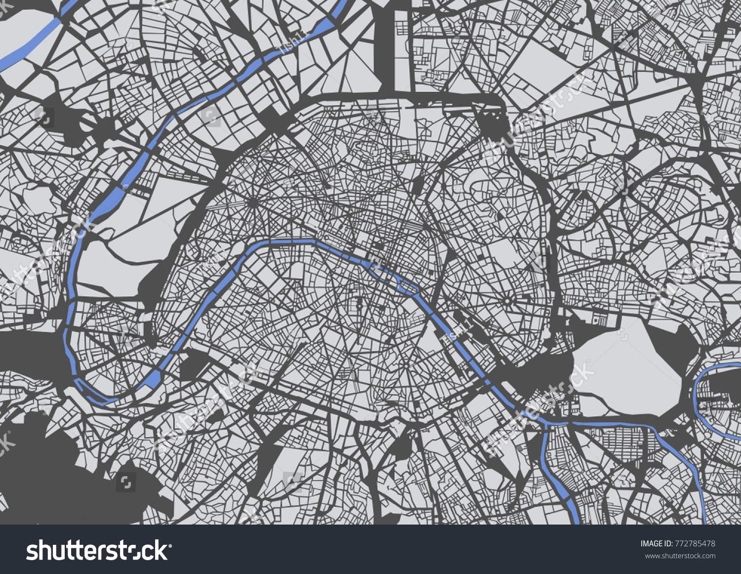 illustration map of the city of Paris, France - Royalty Free Stock ...