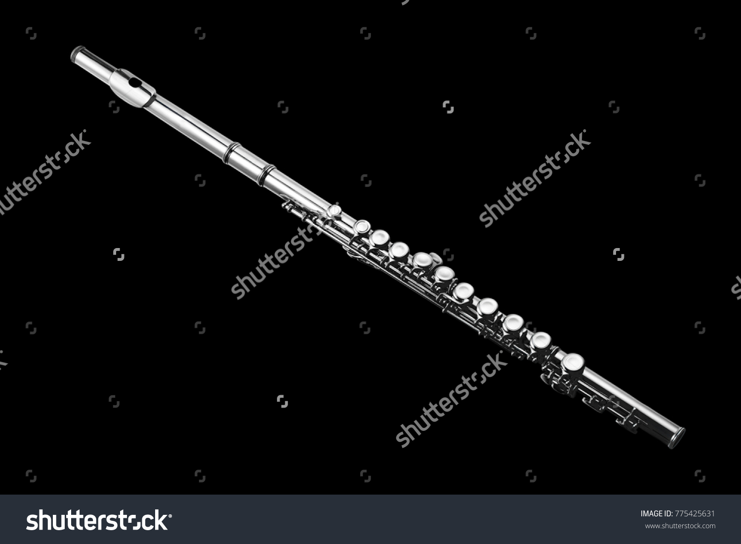 transverse flute isolated on black background and clipping path
 #775425631