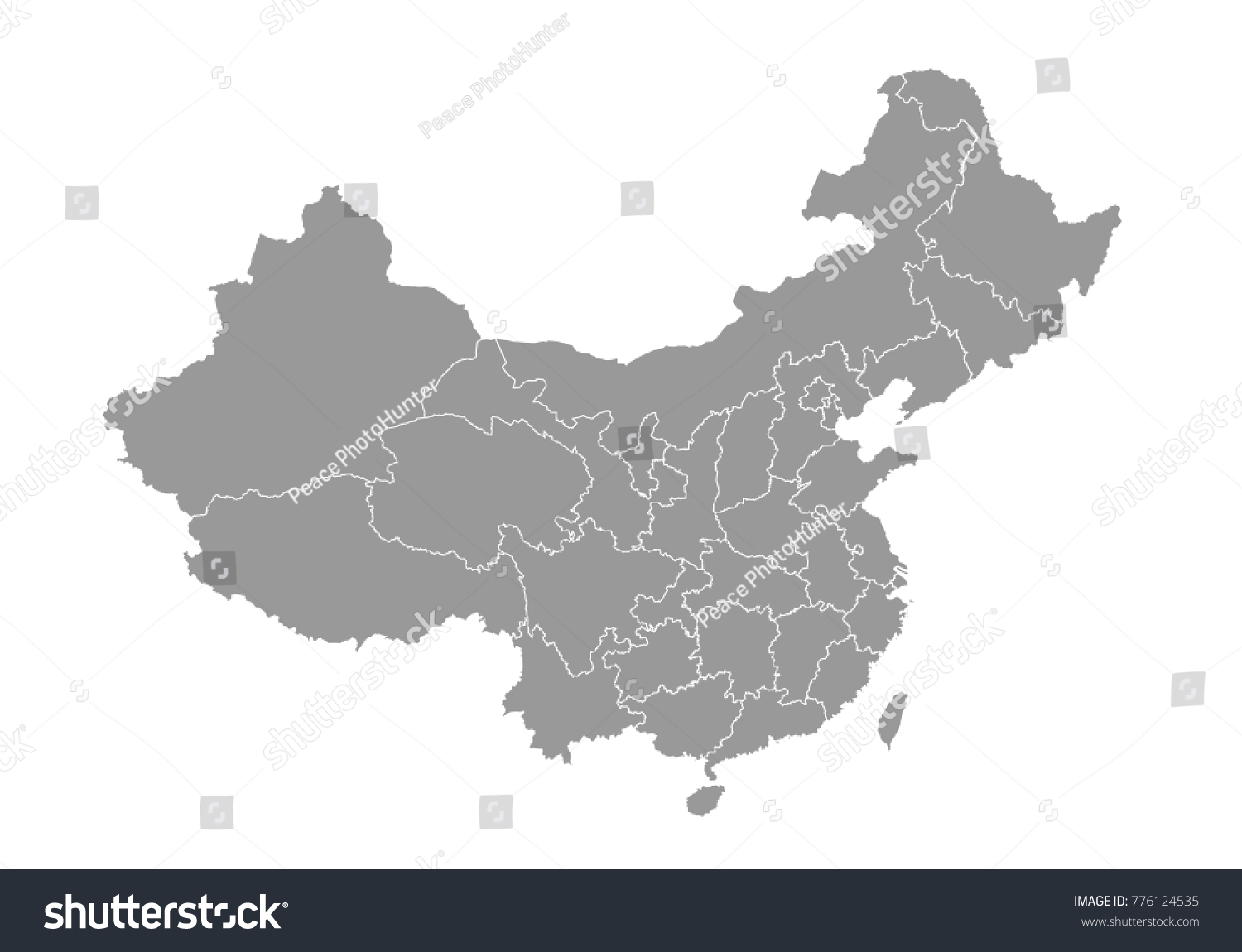 China Map. High Detailed Map Of China On White - Royalty Free Stock 