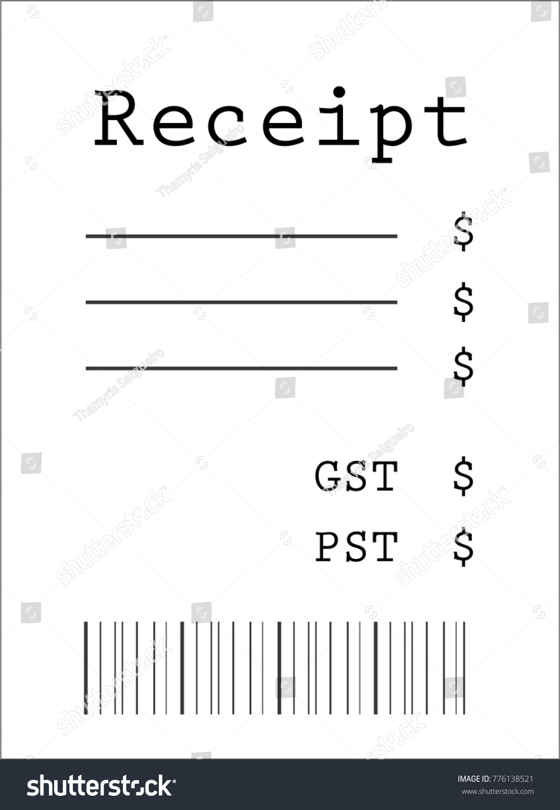 Blank Receipt Model - Royalty Free Stock Vector 776138521 - Avopix.com