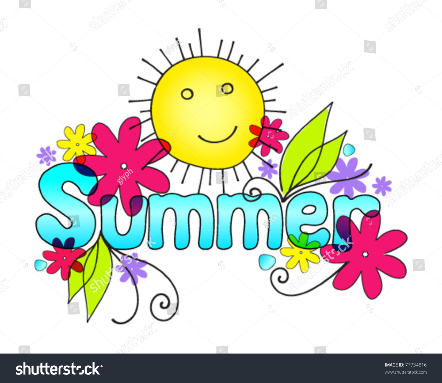 Vector cute summer illustration with sun and - Royalty Free Stock ...