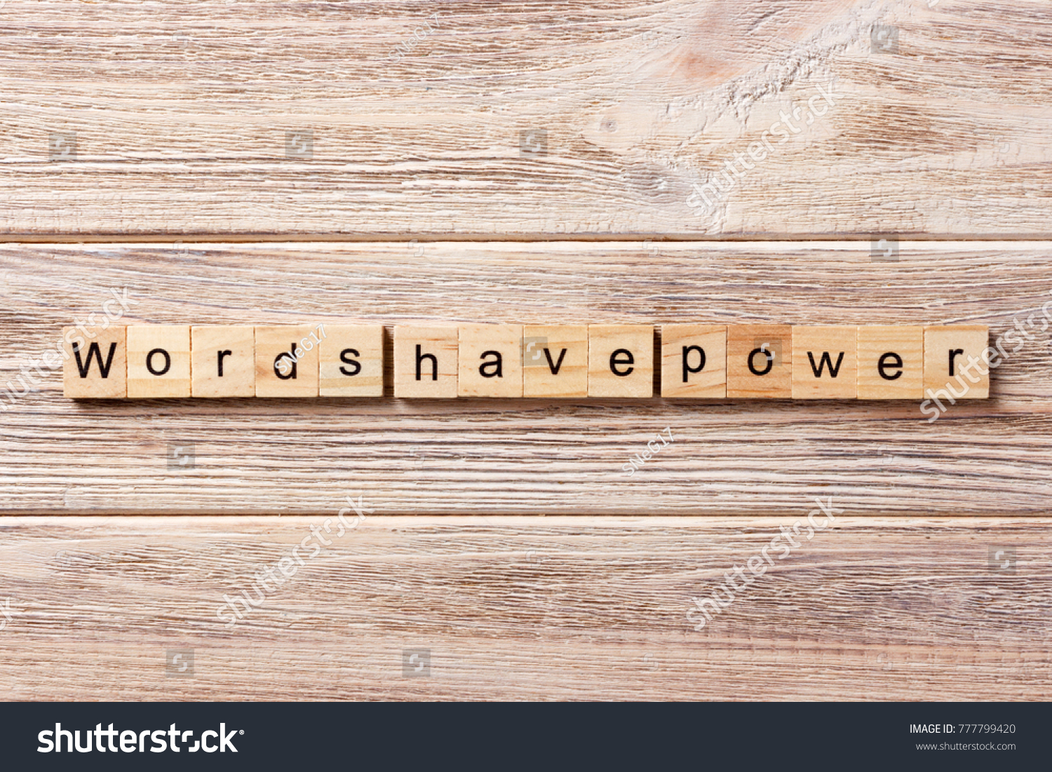 Words have Power word written on wood block. Words have Power text on table, concept. #777799420