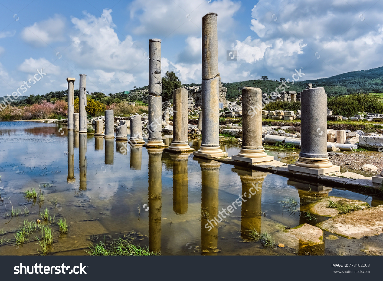 Historical columns reflections in a antique city #778102003