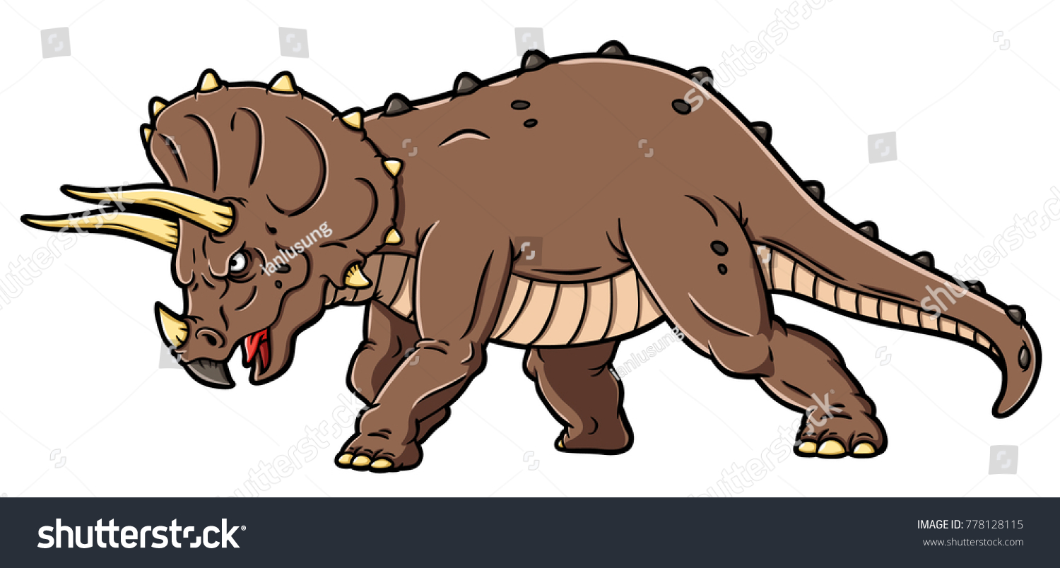 Vector Cartoon Angry Triceratops Charging - Royalty Free Stock Vector ...