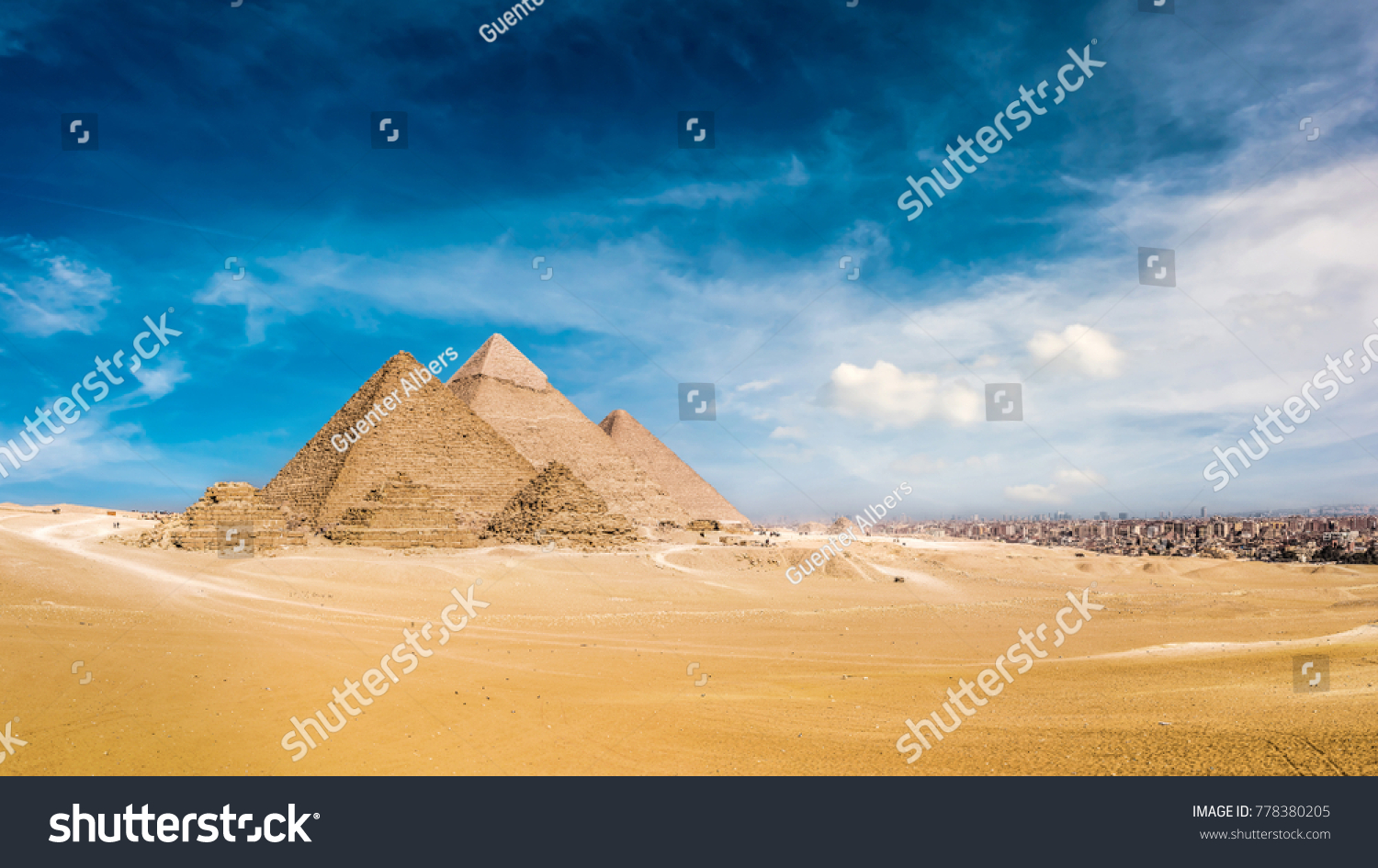 Panorama of the Great Pyramids of Giza, Egypt #778380205