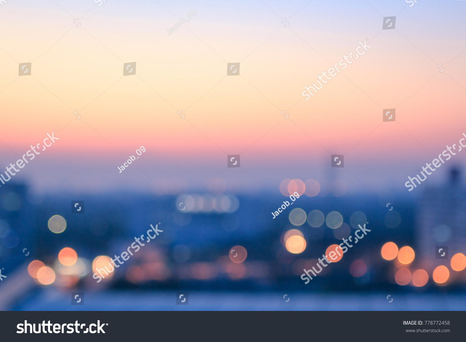 World environment day concept: Bokeh light and blur modern city skyline sunrise background. Bangkok, Thailand, Asia #778772458
