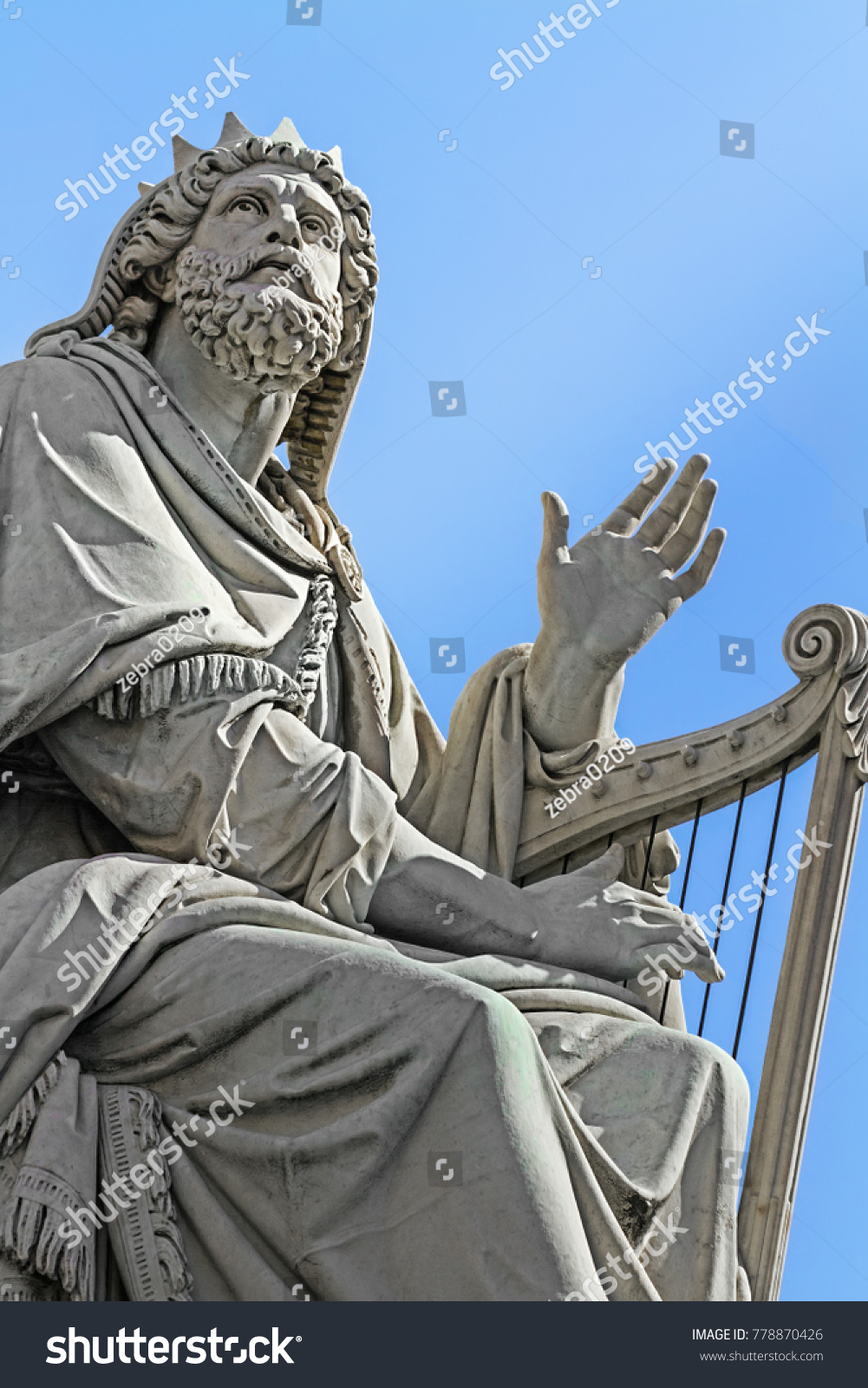 Statue of the King David on the base of  a Column  of the Immaculate Conception, Rome, Italy #778870426