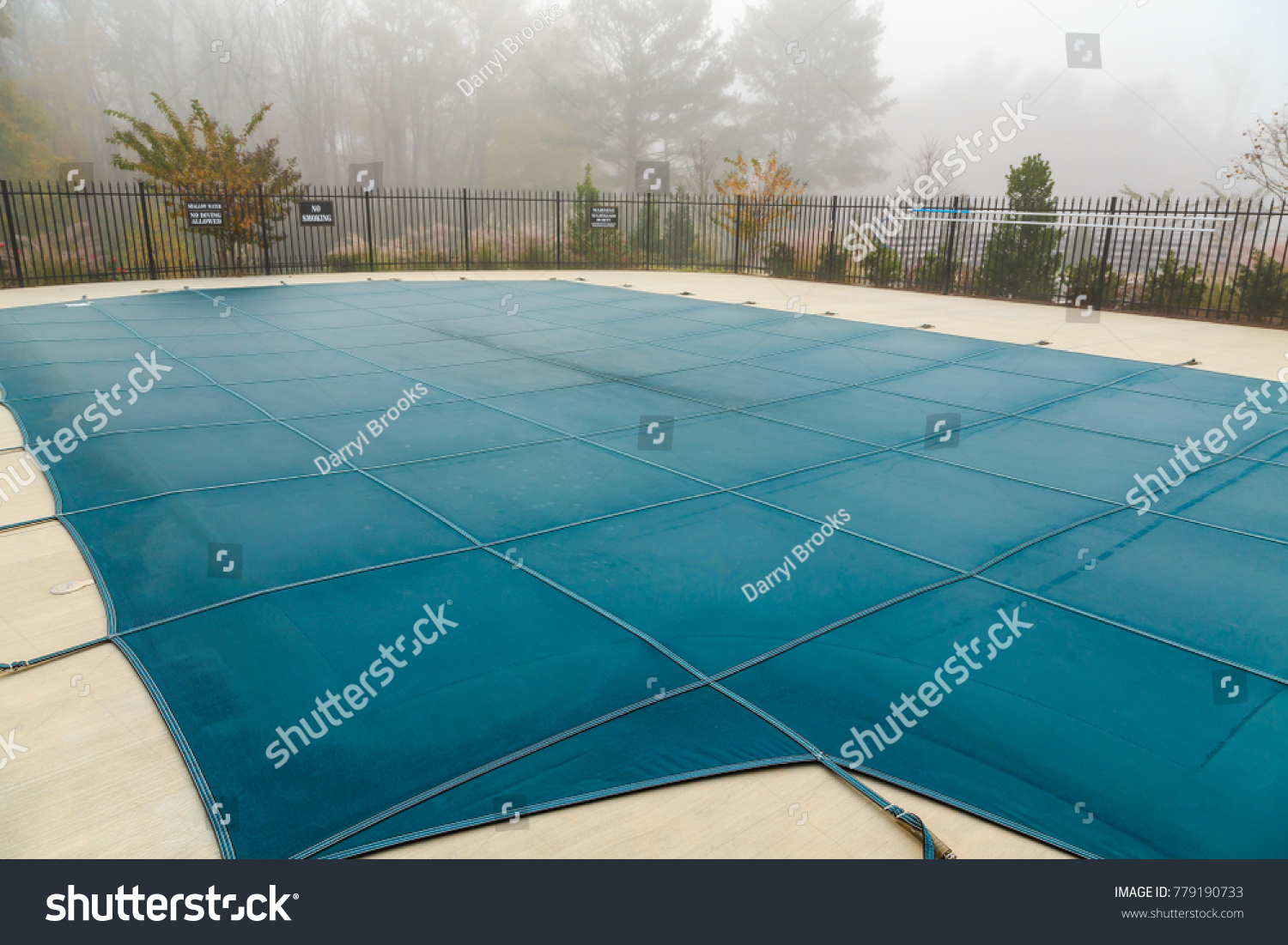 Pool Cover in Fog #779190733