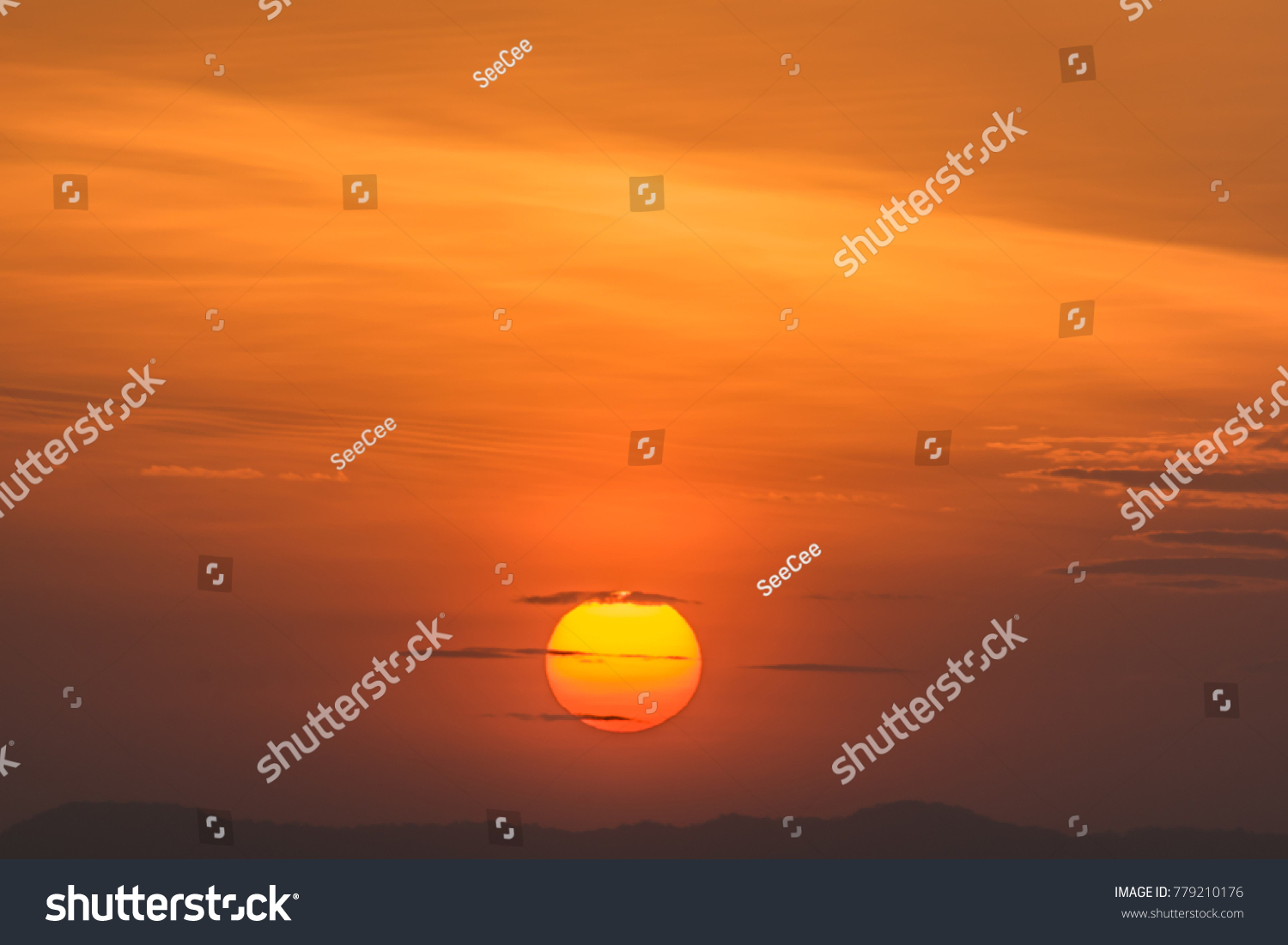 Big sunset the sky is orange. #779210176