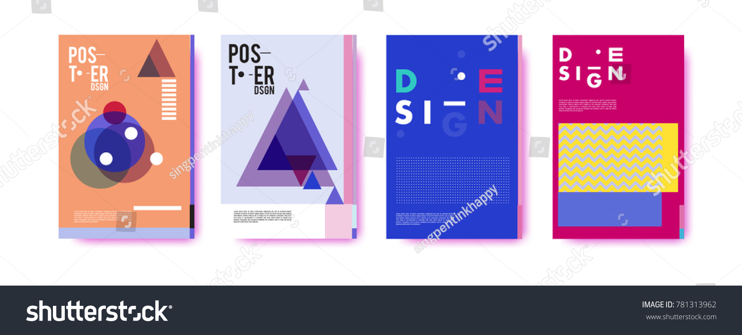 Colorful geometric poster and cover design. Minimal geometric pattern gradients backgrounds. Eps10 vector. #781313962
