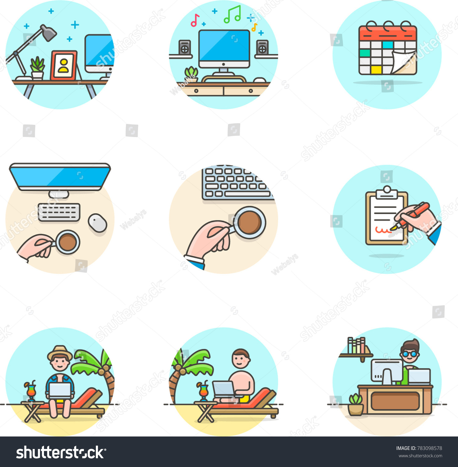Work- Multicolor Icon Set - Royalty Free Stock Vector 783098578 ...