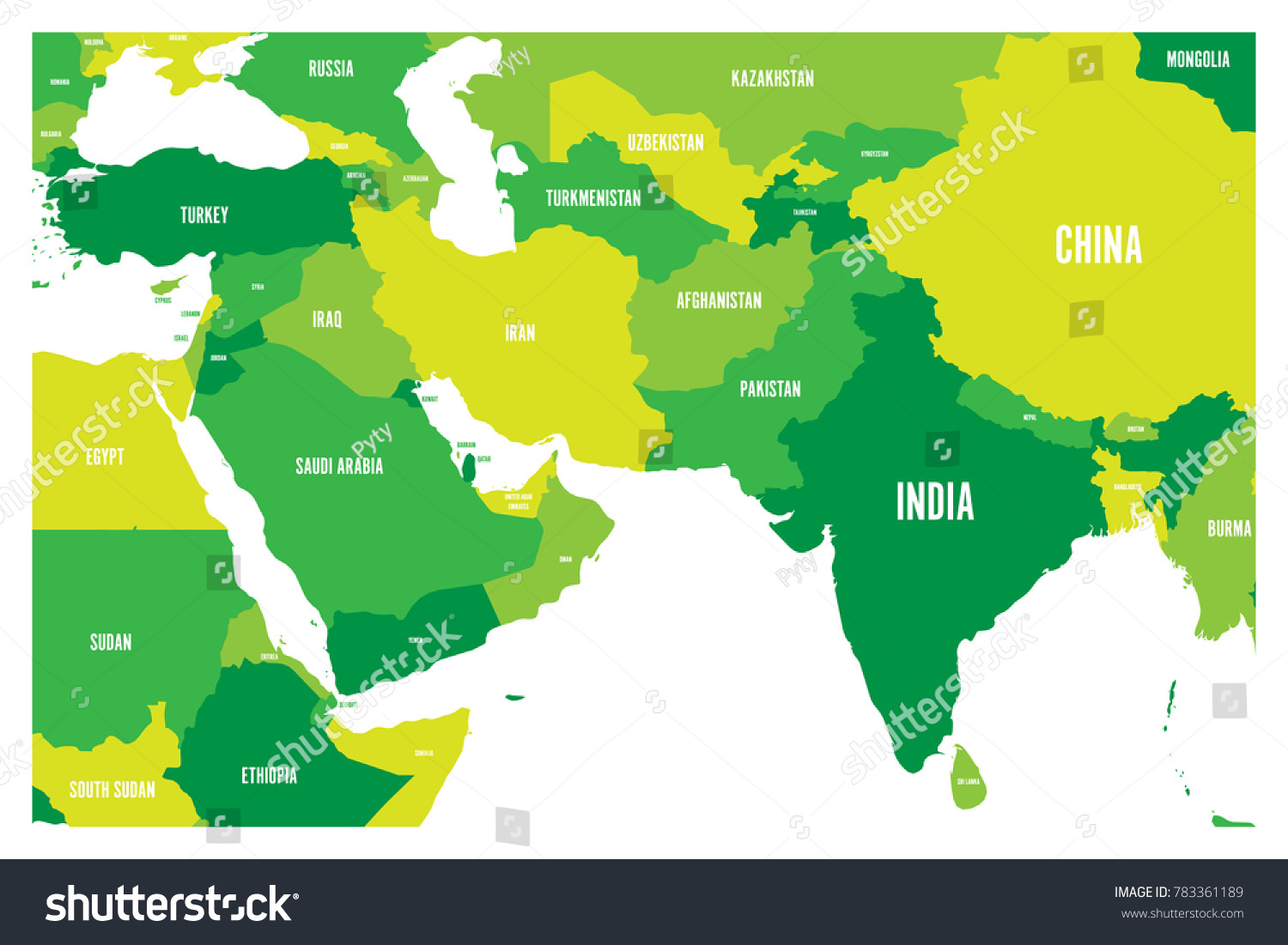 political-map-of-south-asia-and-middle-east-royalty-free-stock-vector