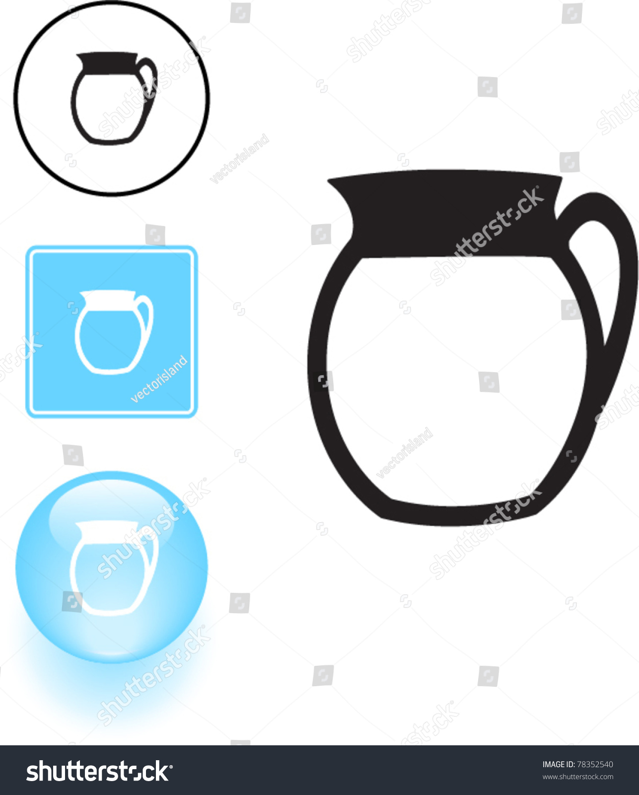 water pitcher symbol sign and button - Royalty Free Stock Vector 78352540 - Avopix.com