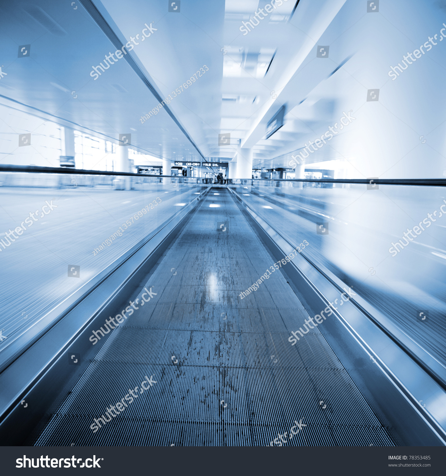 escalator ,interior of the shanghai pudong airport . #78353485