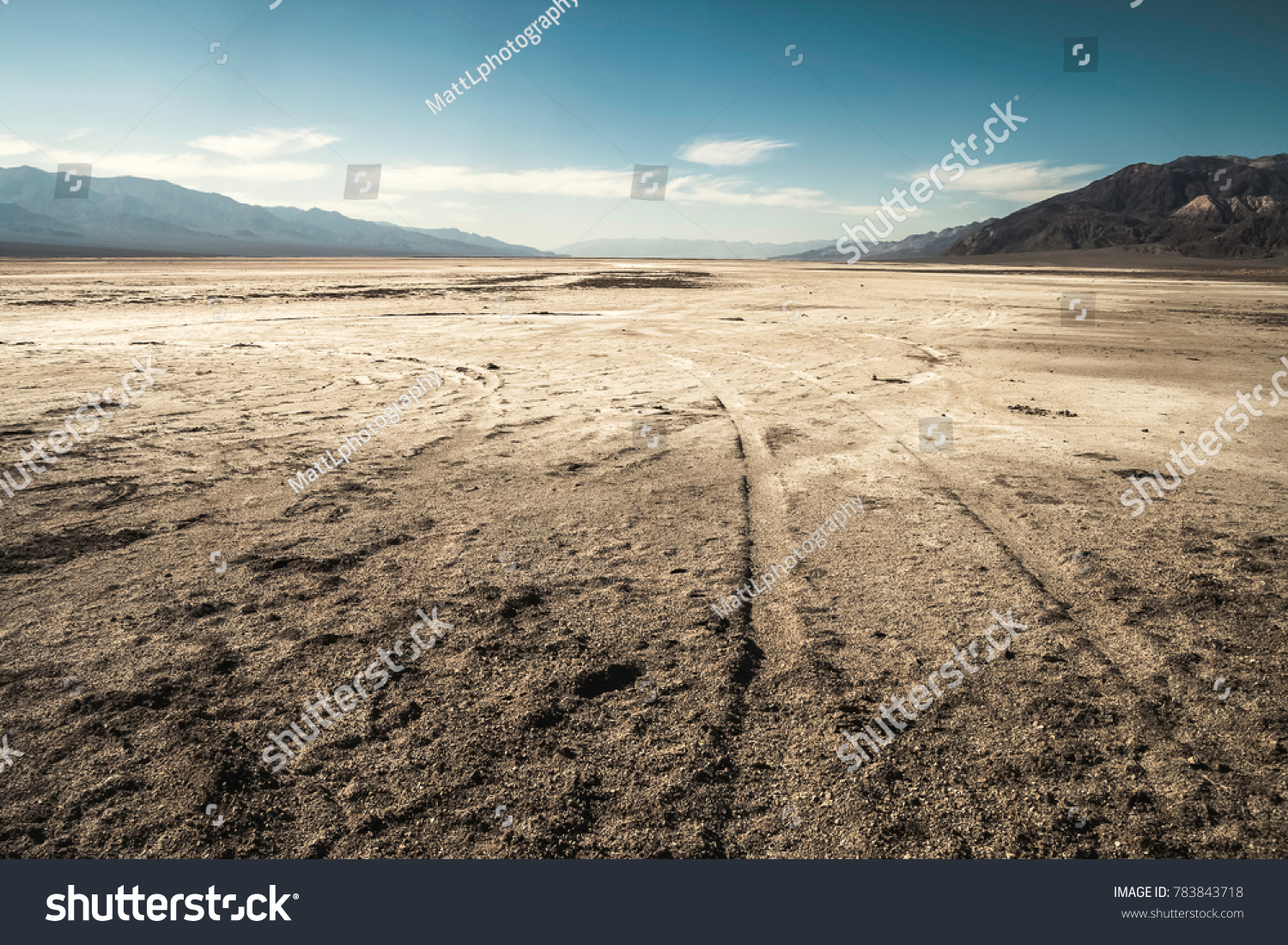 View of a salt desert from badwater basin, Death Valley National Park - California #783843718