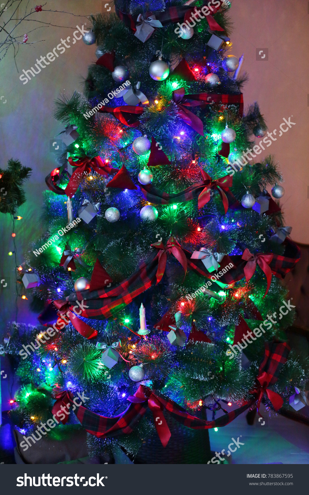 Christmas decorations, Christmas tree, gifts #783867595