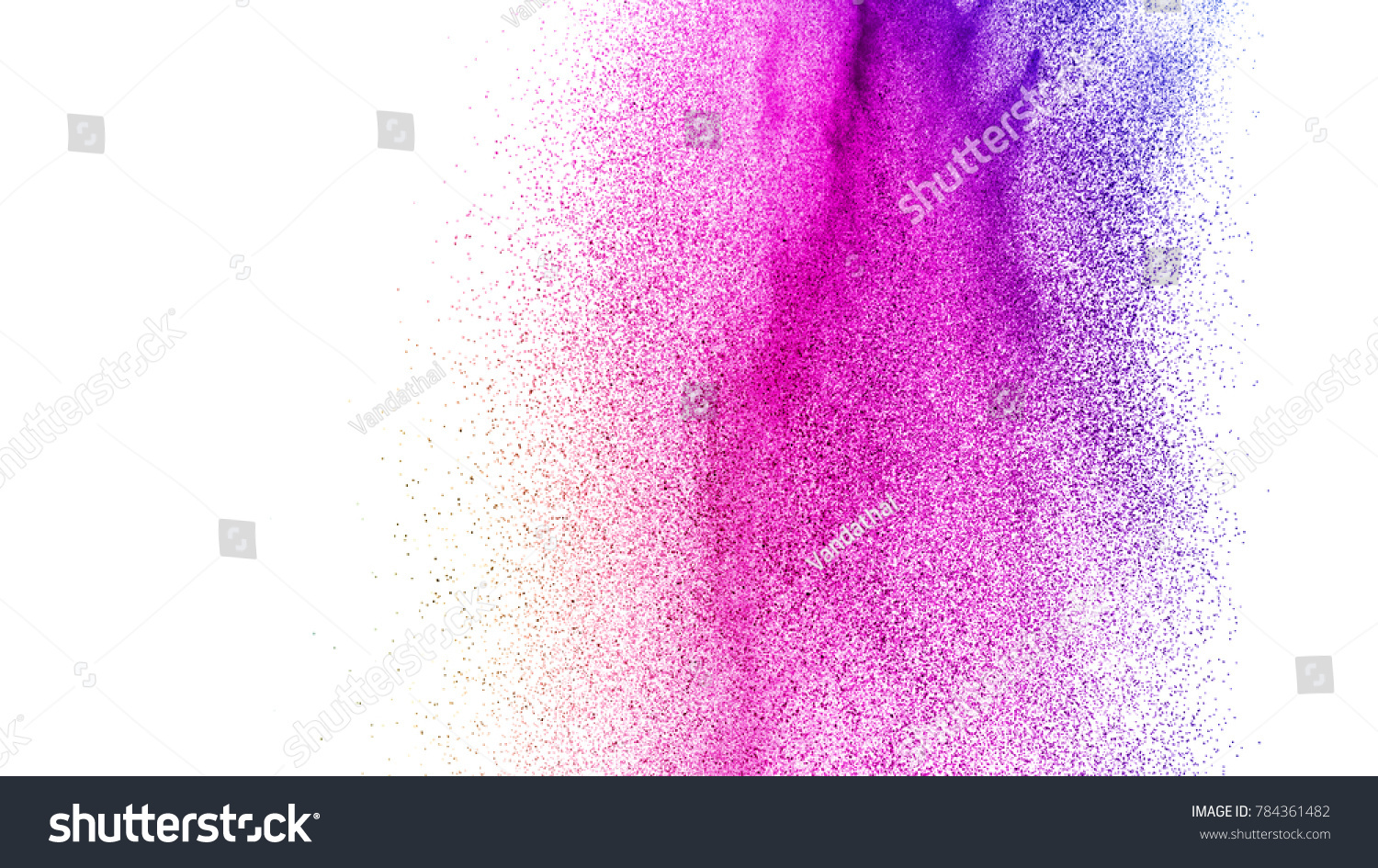 abstract pink dust explosion on  white background. abstract pink powder splattered on white  background, Freeze motion of pink powder exploding. #784361482