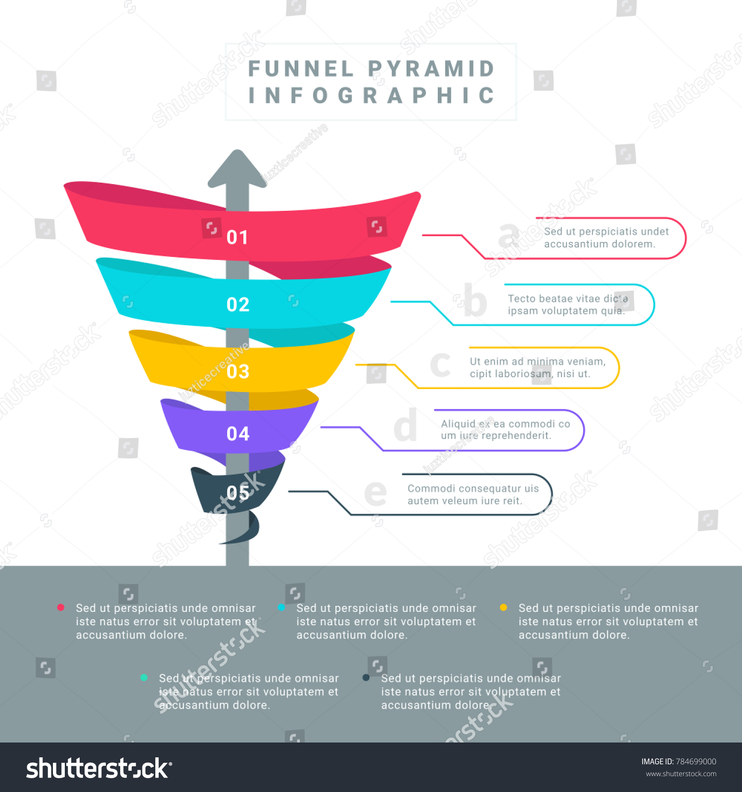 Funnel Spiral Hierarchy Pyramid Colorful with - Royalty Free Stock ...