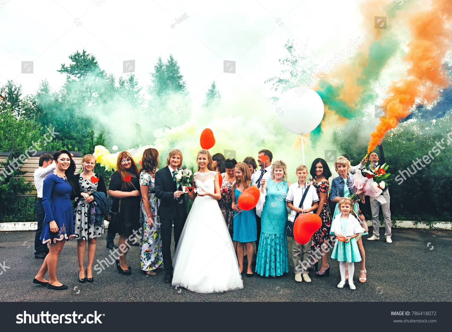 ST PETERSBURG, RUSSIA - JULY 15, 2017: Wedding Event. Wedding Couple Bride and Groom with Friends and Relatives in the Wedding Palace during the Wedding Ceremony #786418072