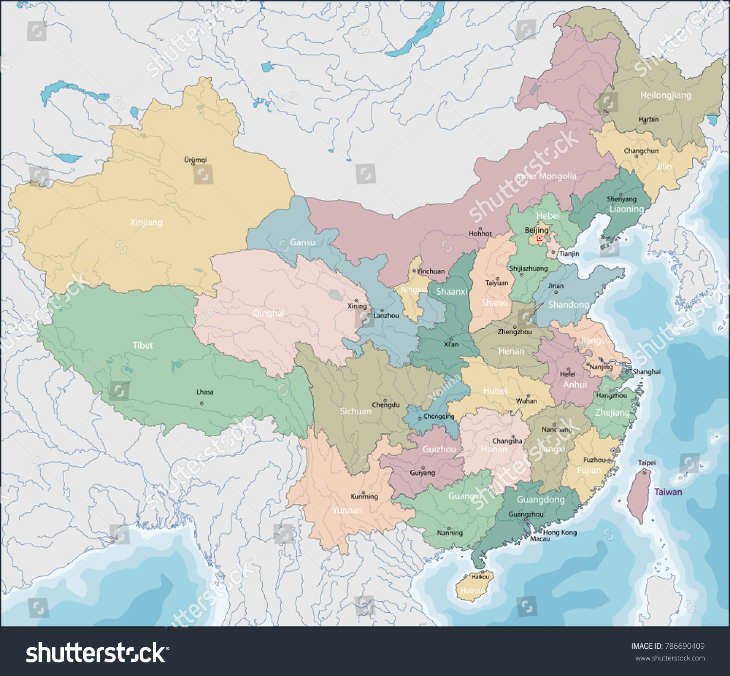 Map of China - Royalty Free Stock Vector 786690409 - Avopix.com