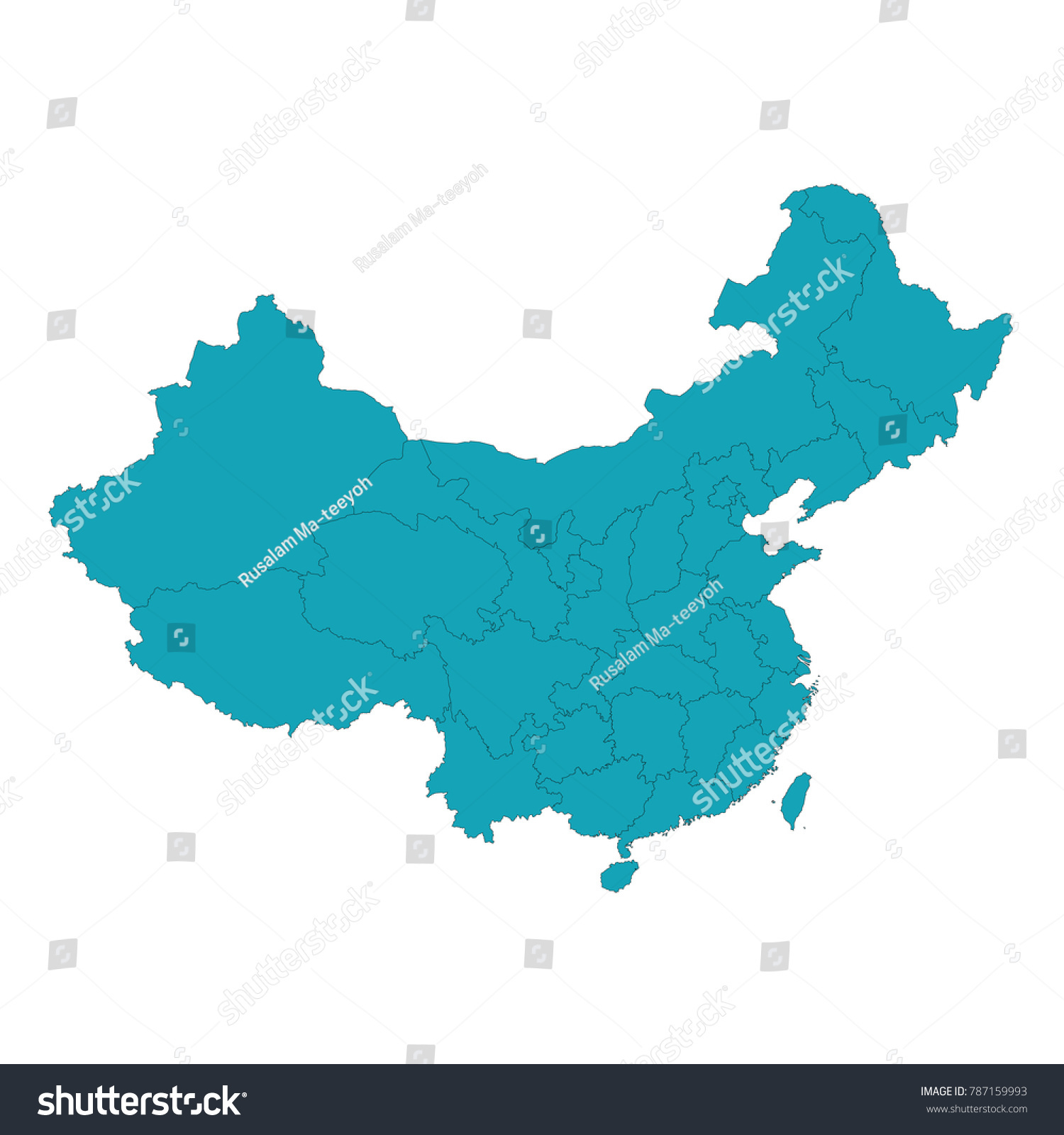 Map of China,Blue map of China, isolated on - Royalty Free Stock Vector ...