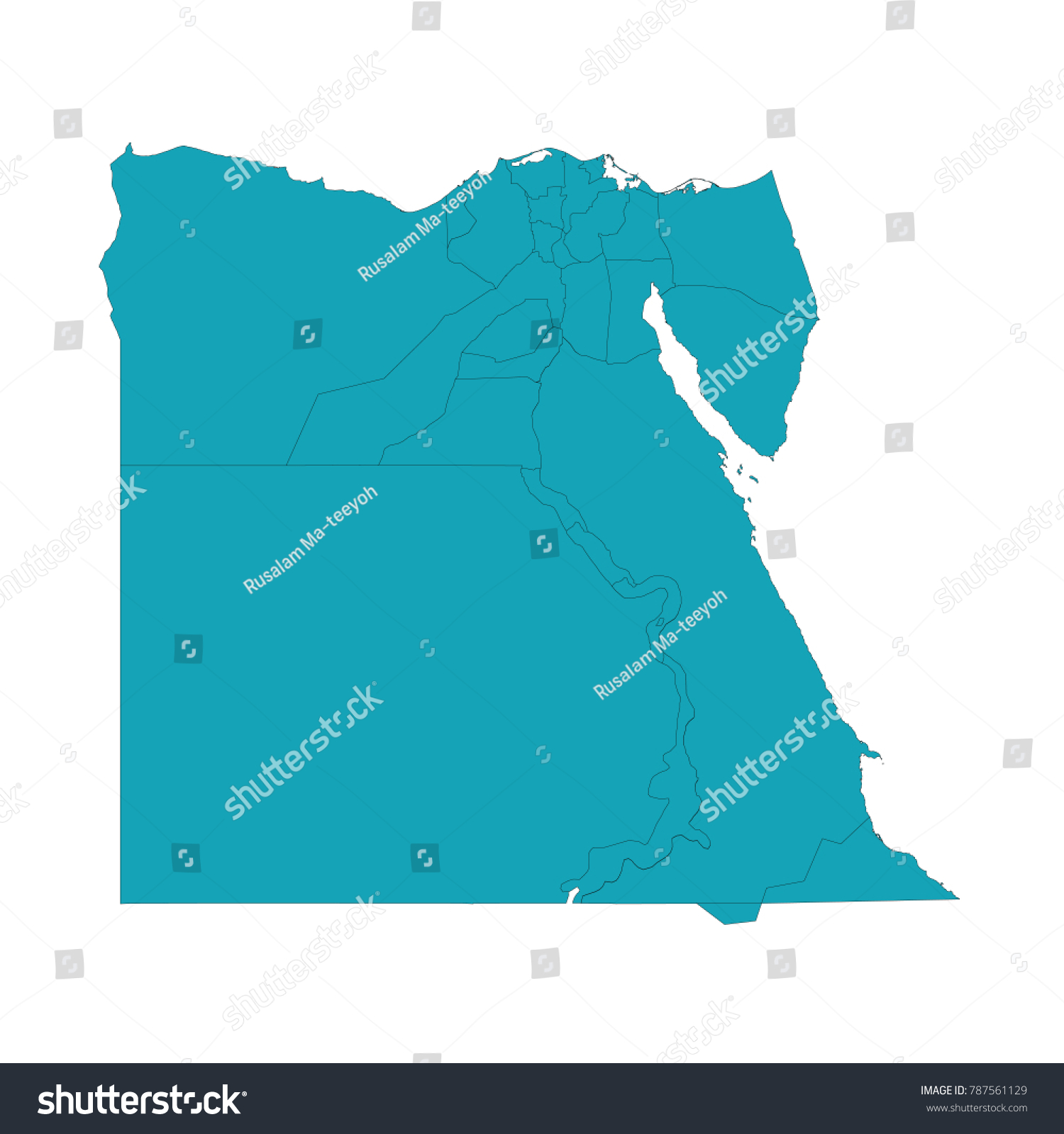 A Map of the country of Egypt, Egypt map - blue geometric rumpled triangular low poly style gradient graphic background. #787561129
