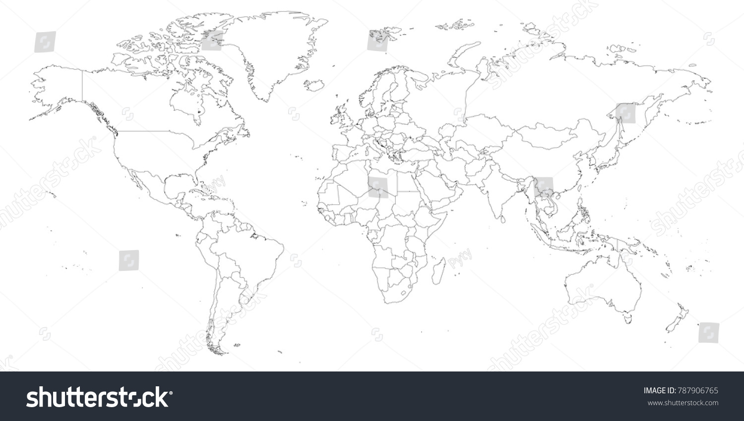 Blank outline map of World. Worksheet for - Royalty Free Stock Vector ...