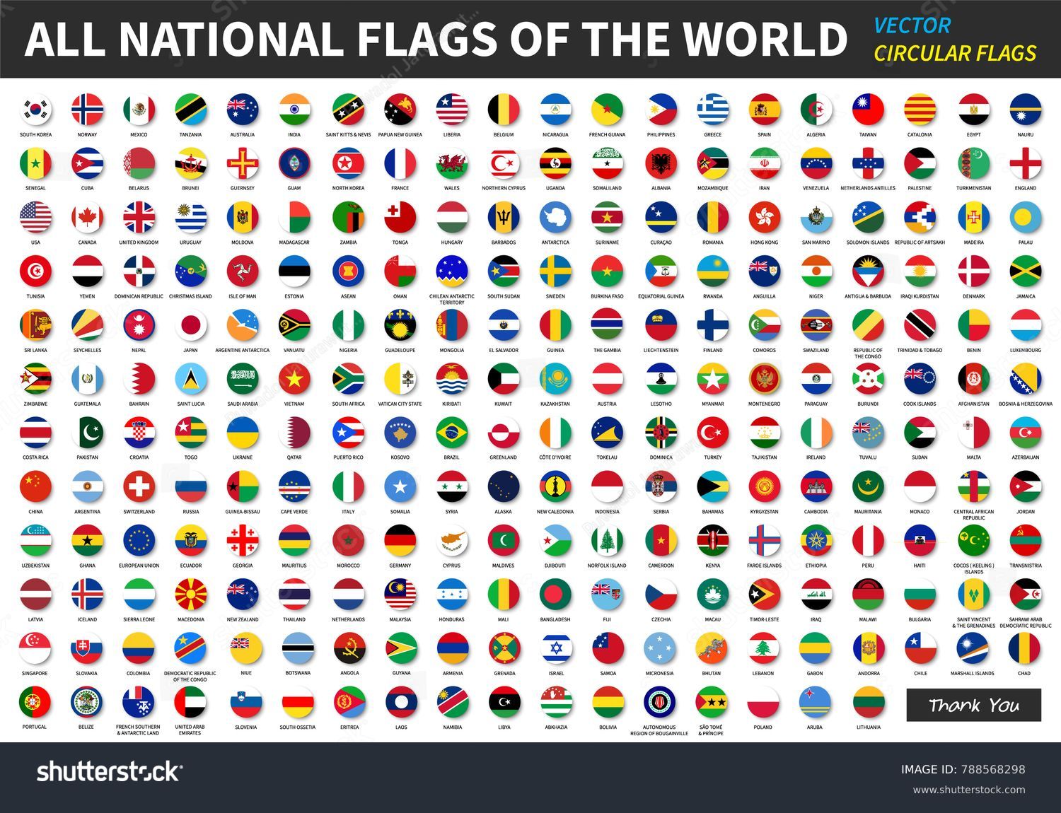 All official national flags of the world . circular design . Vector . #788568298