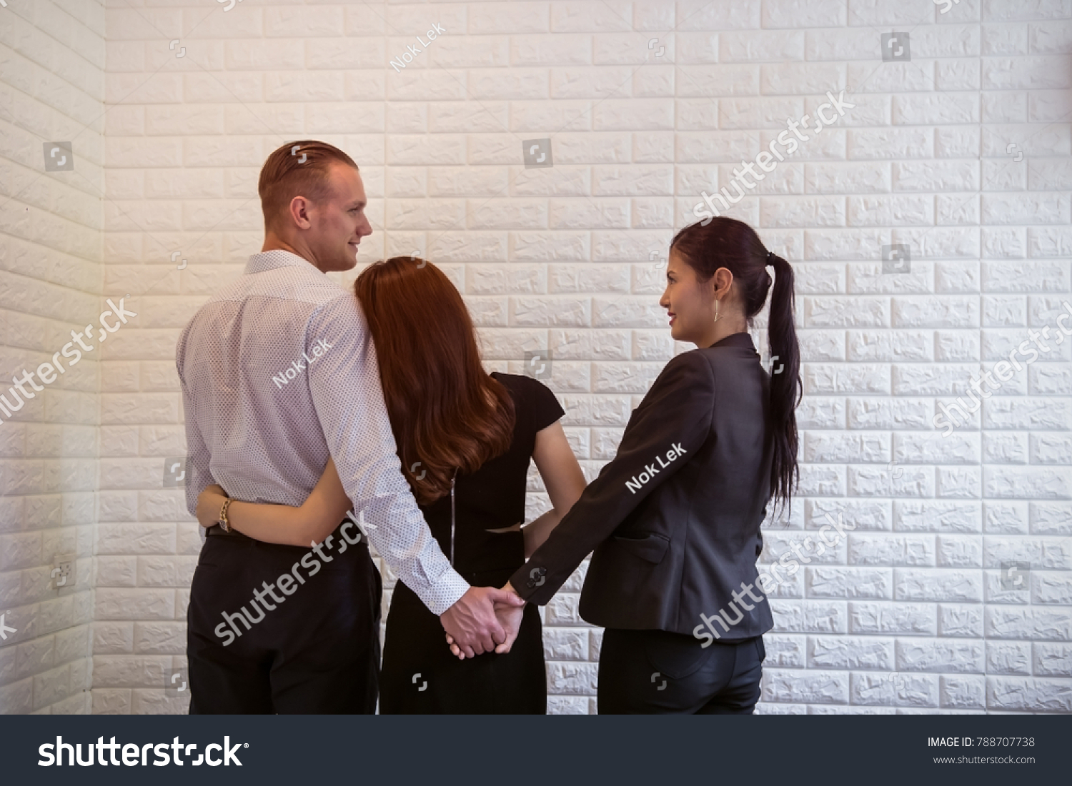Love triangle cheating man in the office,marital infidelity concept #788707738